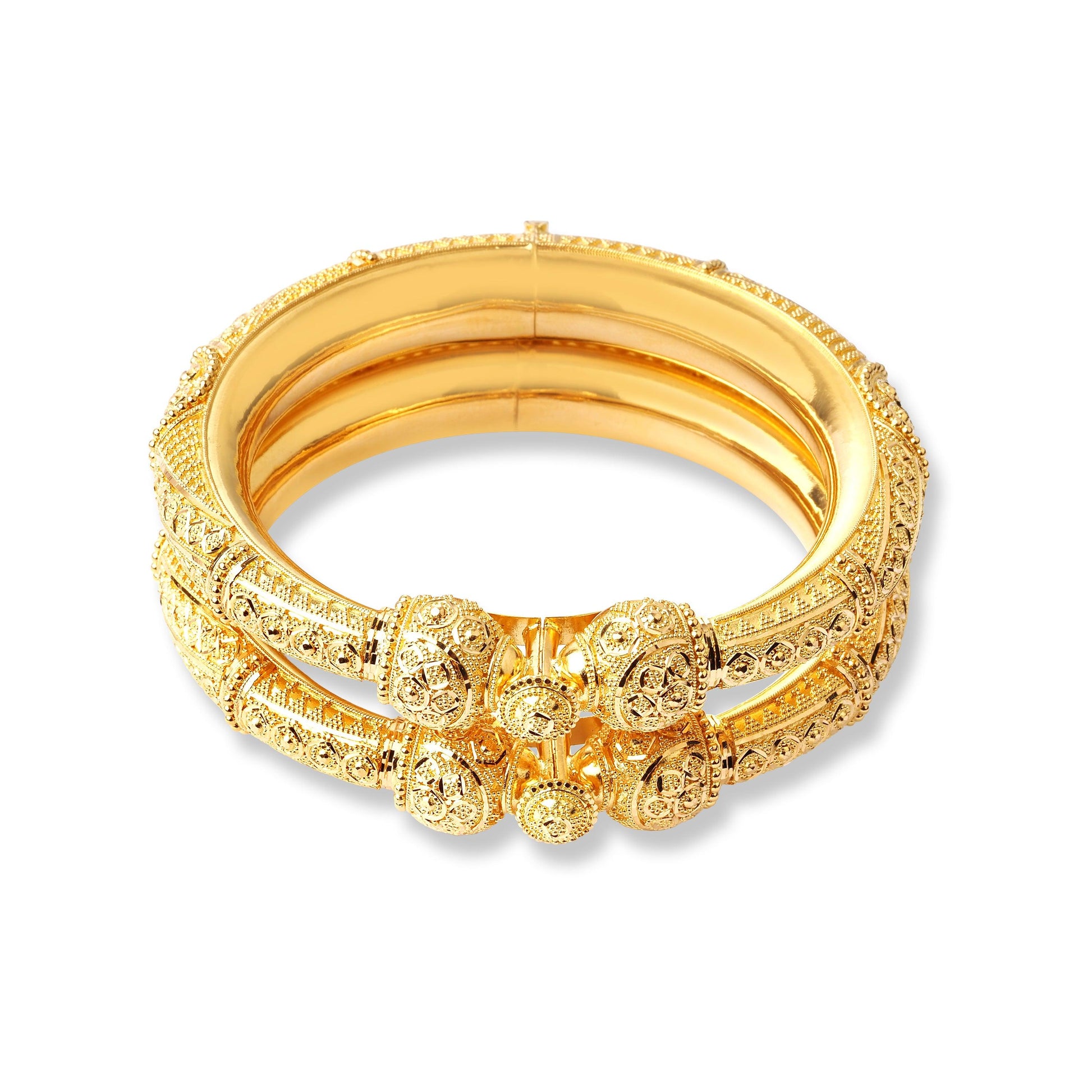 Pair of 22ct Hollow Tube Bangles With Hinge & Openable Screw Fitting B-8511 - Minar Jewellers