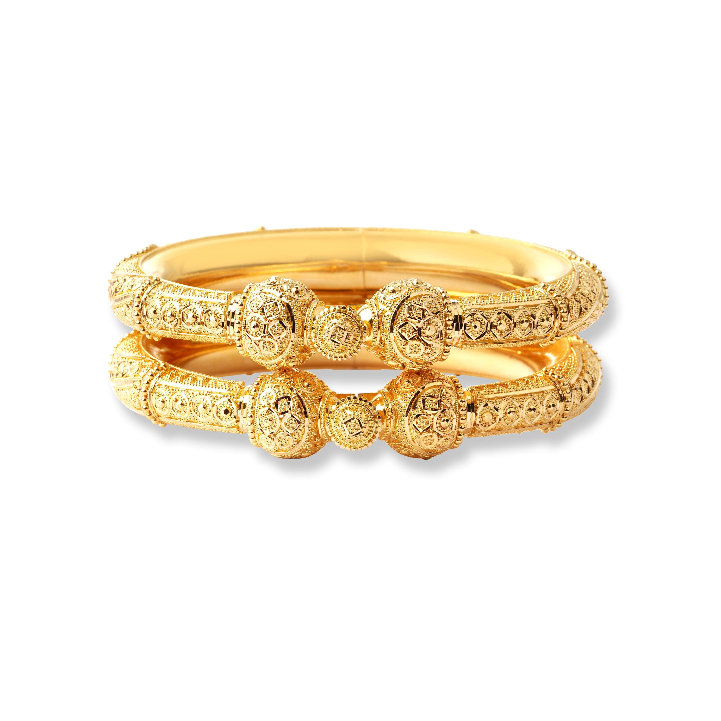 Pair of 22ct Hollow Tube Bangles With Hinge & Openable Screw Fitting B-8511 - Minar Jewellers