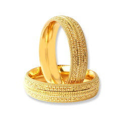 22ct Gold Pair of Bangles with Filigree Work & Comfort fit Finish B-8512 - Minar Jewellers