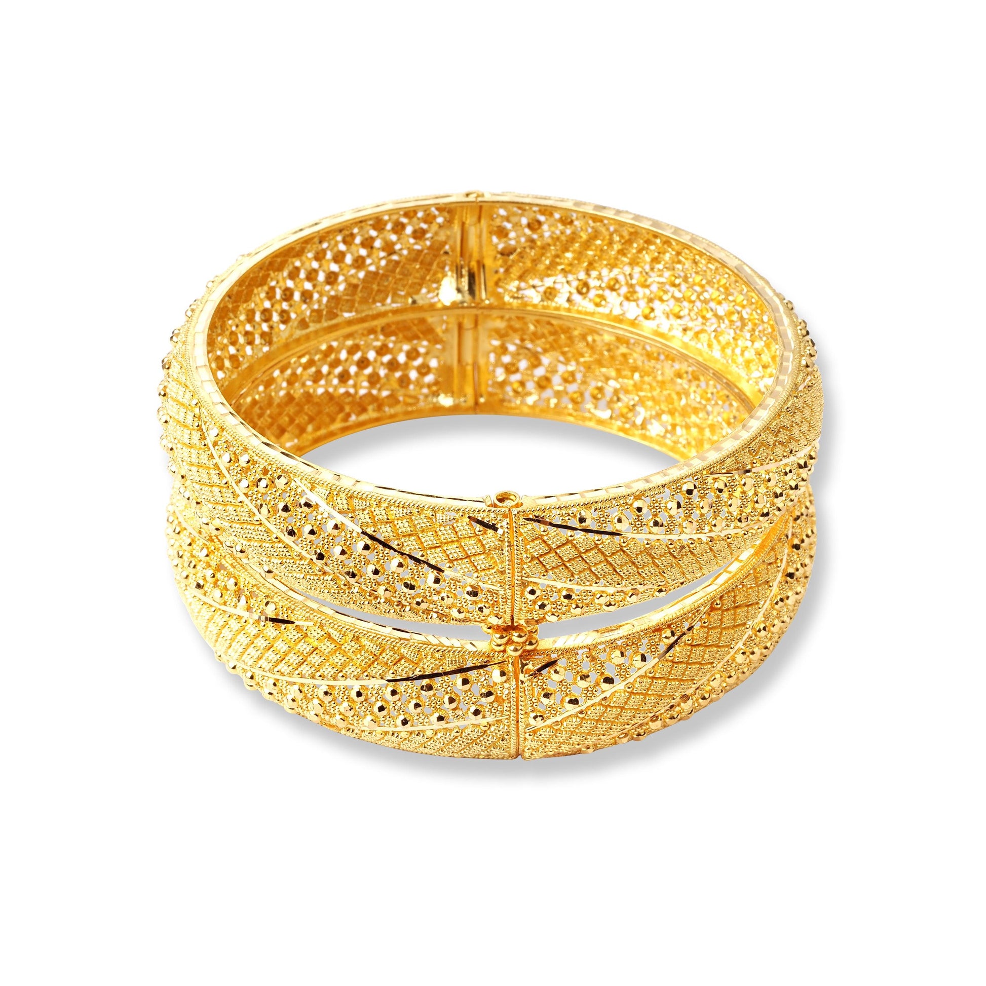 Pair of 22ct Bangles With Hinge & Openable Screw Fitting B-8515 - Minar Jewellers