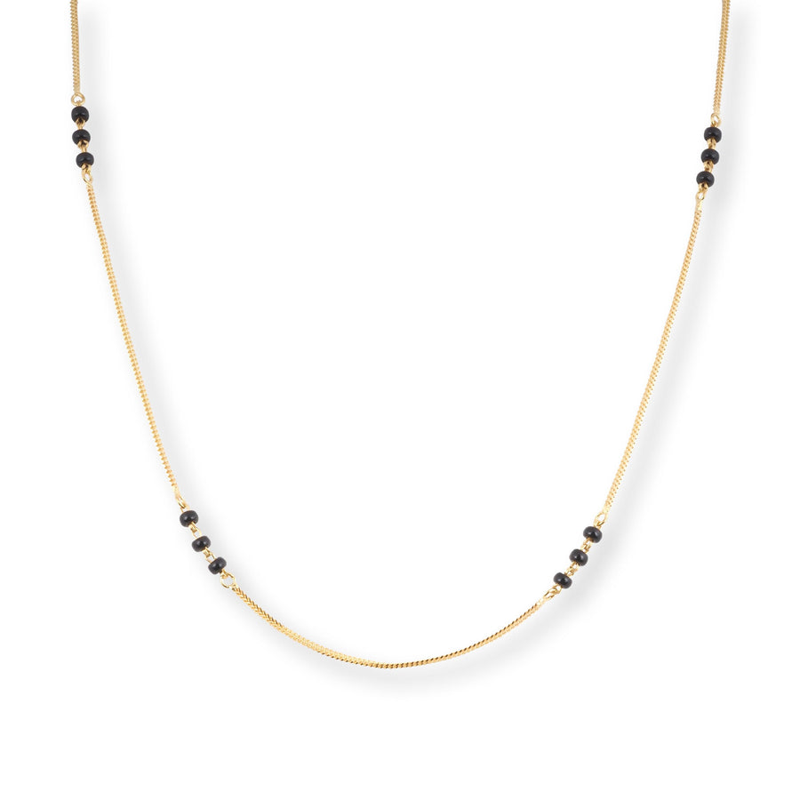 22ct Gold Foxtail Chain with Three Black Beads at Intervals with Bolt Ring Clasp C-3818