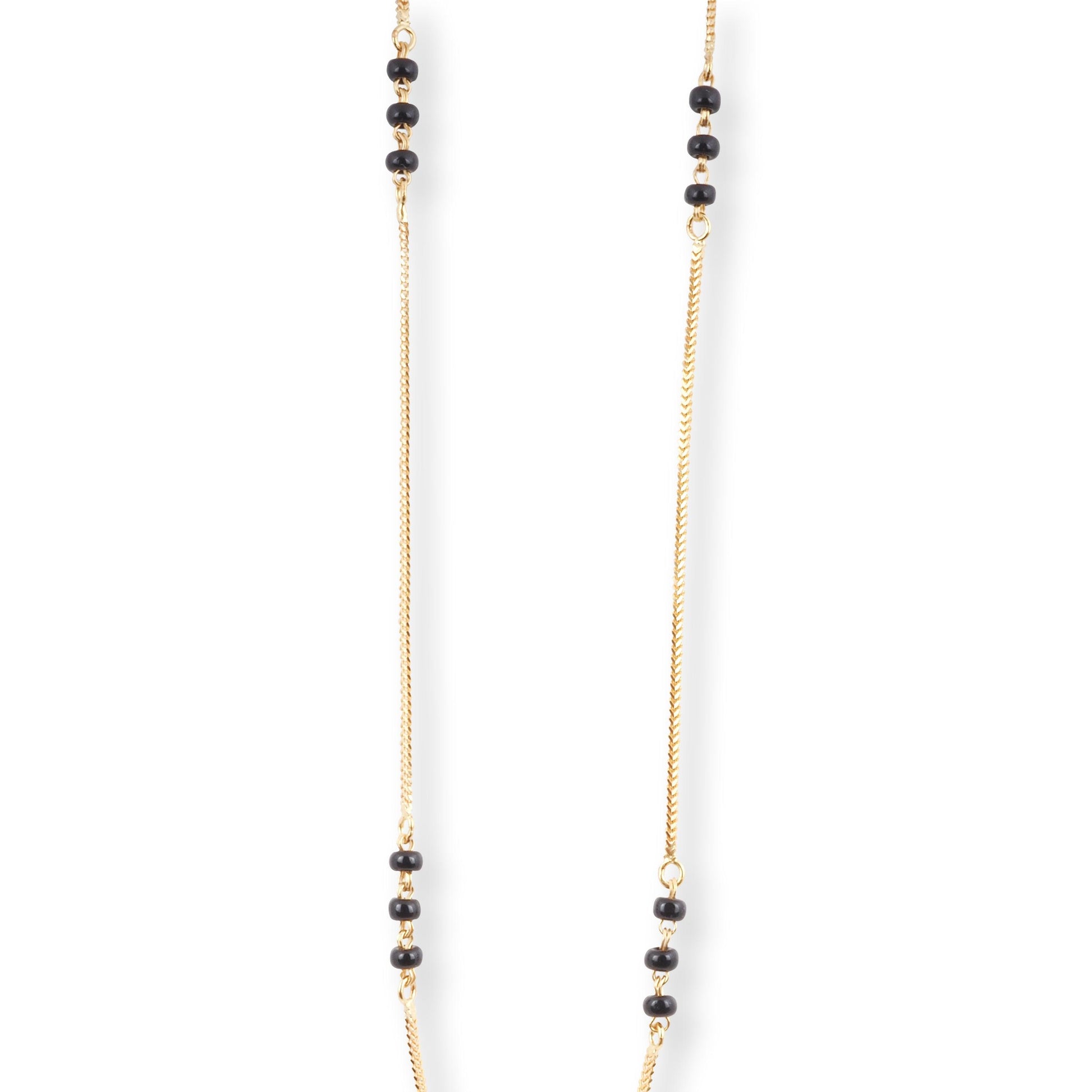 22ct Gold Foxtail Chain with Three Black Beads at Intervals with Bolt Ring Clasp C-3819 - Minar Jewellers