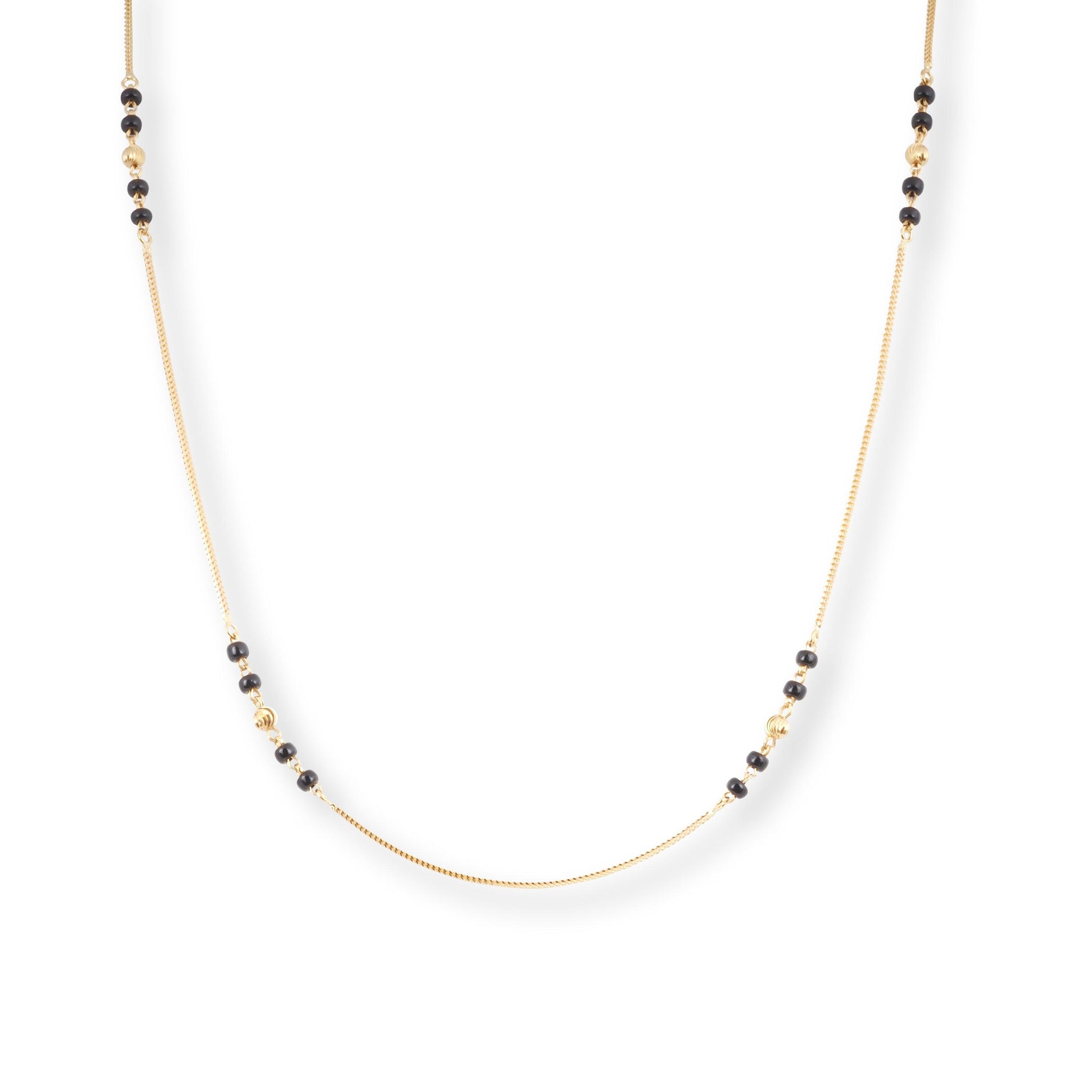 22ct Gold Foxtail Chain with Black & Gold Beads at Intervals with Bolt Ring Clasp C-3818