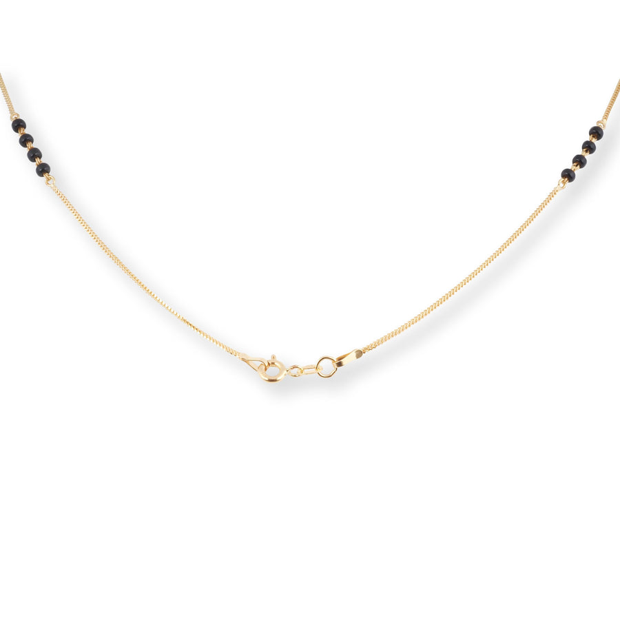 22ct Gold Foxtail Chain with Four Black Beads at Intervals with Bolt Ring Clasp C-3820