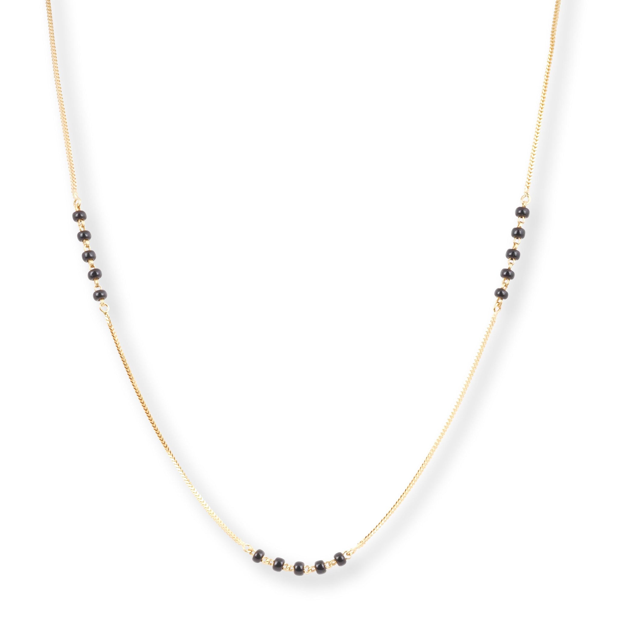 22ct Gold Foxtail Chain with Two Black Beads at Intervals with Bolt Ring Clasp C-3821