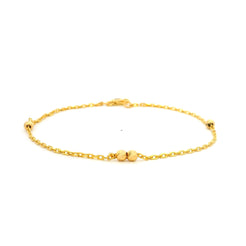 Diamond Cut 22ct Gold Bracelet with Two Centre Beads & Alternating Bead Pattern