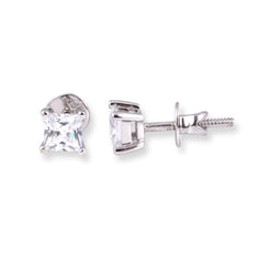 18ct White Gold Four Claw Cubic Zirconia Stud Earrings E-7654 - Minar Jewellers