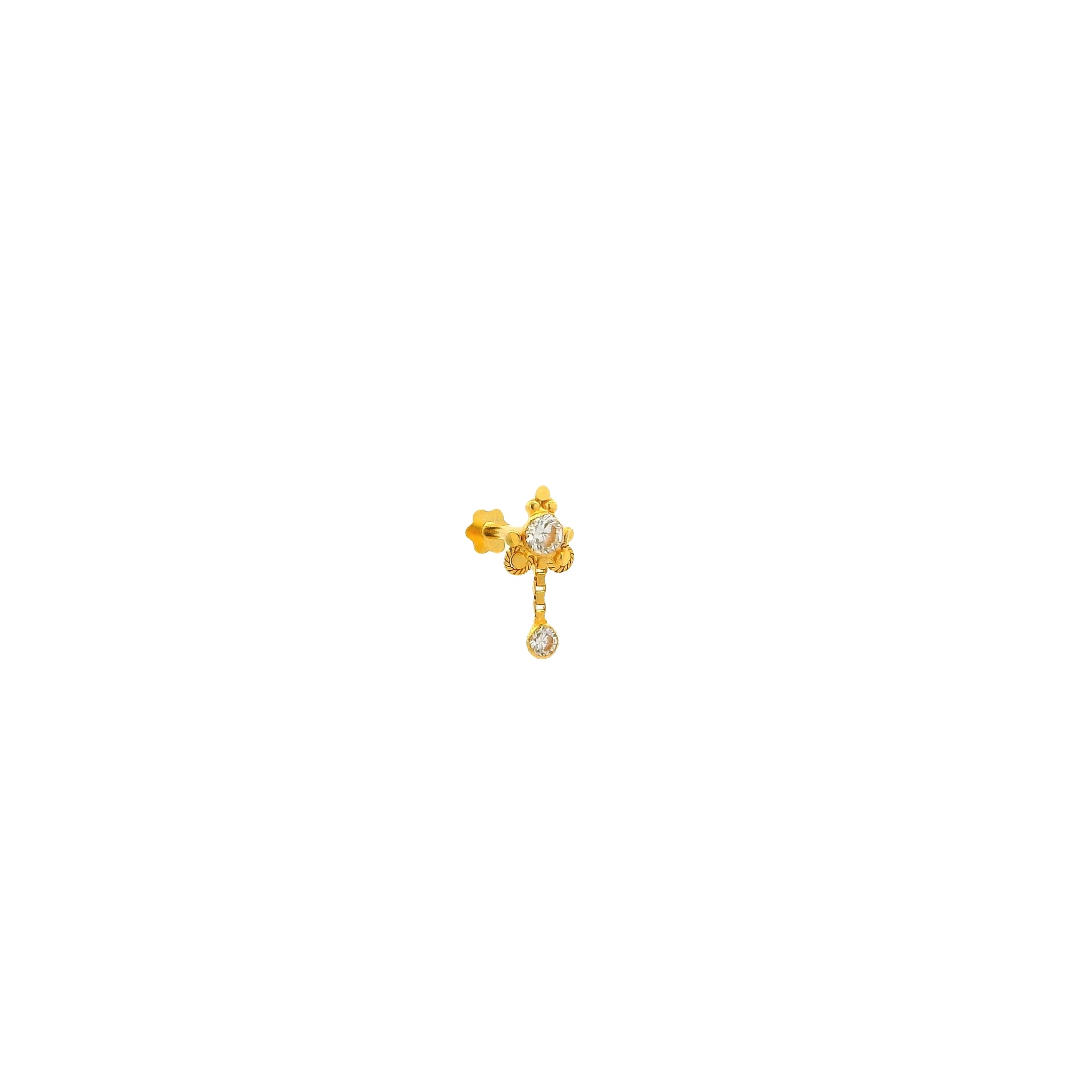 Elegant 18ct Gold Cubic Zirconia Drop Nose Stud – Design Selection