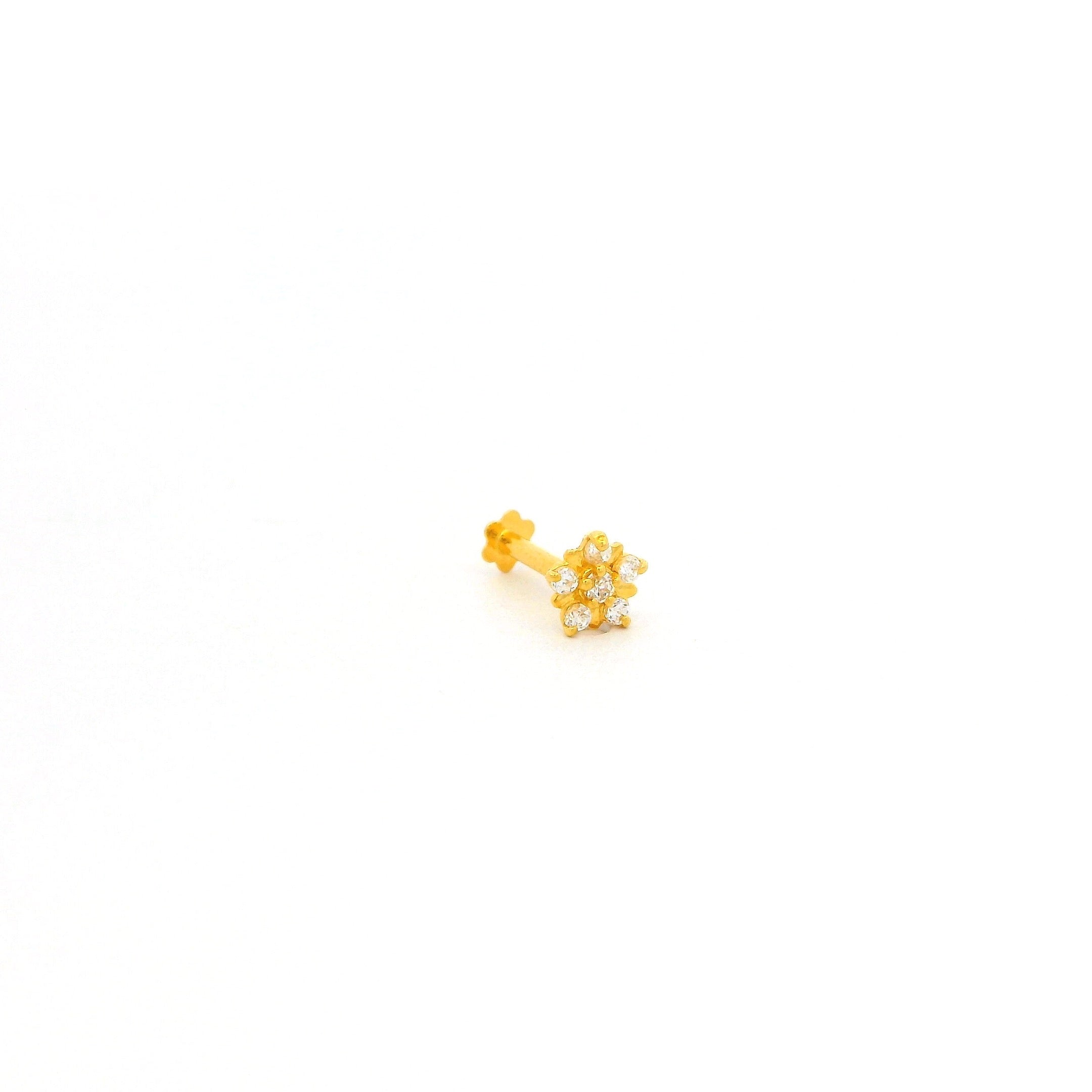 Elegant 18ct Gold Cubic Zirconia Nose Stud – Star Floral Design
