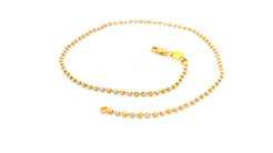 Elegant 22ct Two-Tone Anklet with Diamond-Cut Beads & Secure Lobster Clasp – Perfect for Any Occasion