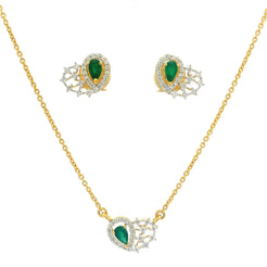 Exquisite 18ct Yellow Gold Adjustable Diamond & Emerald Necklace with Matching Earrings  Timeless Luxury Jewellery