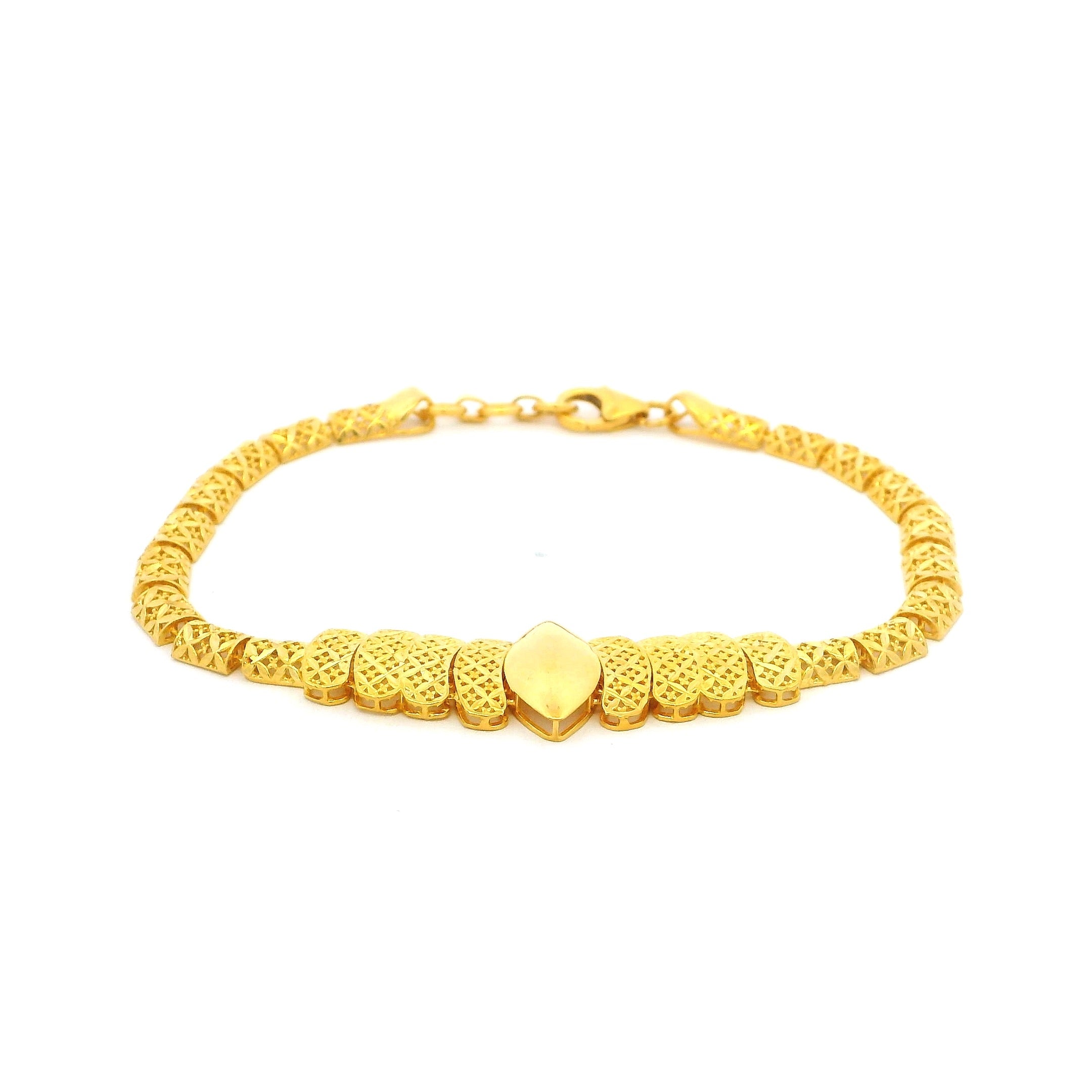 Fancy 22ct Gold Bracelet with Lobster Clasp – Intricate Handmade Design