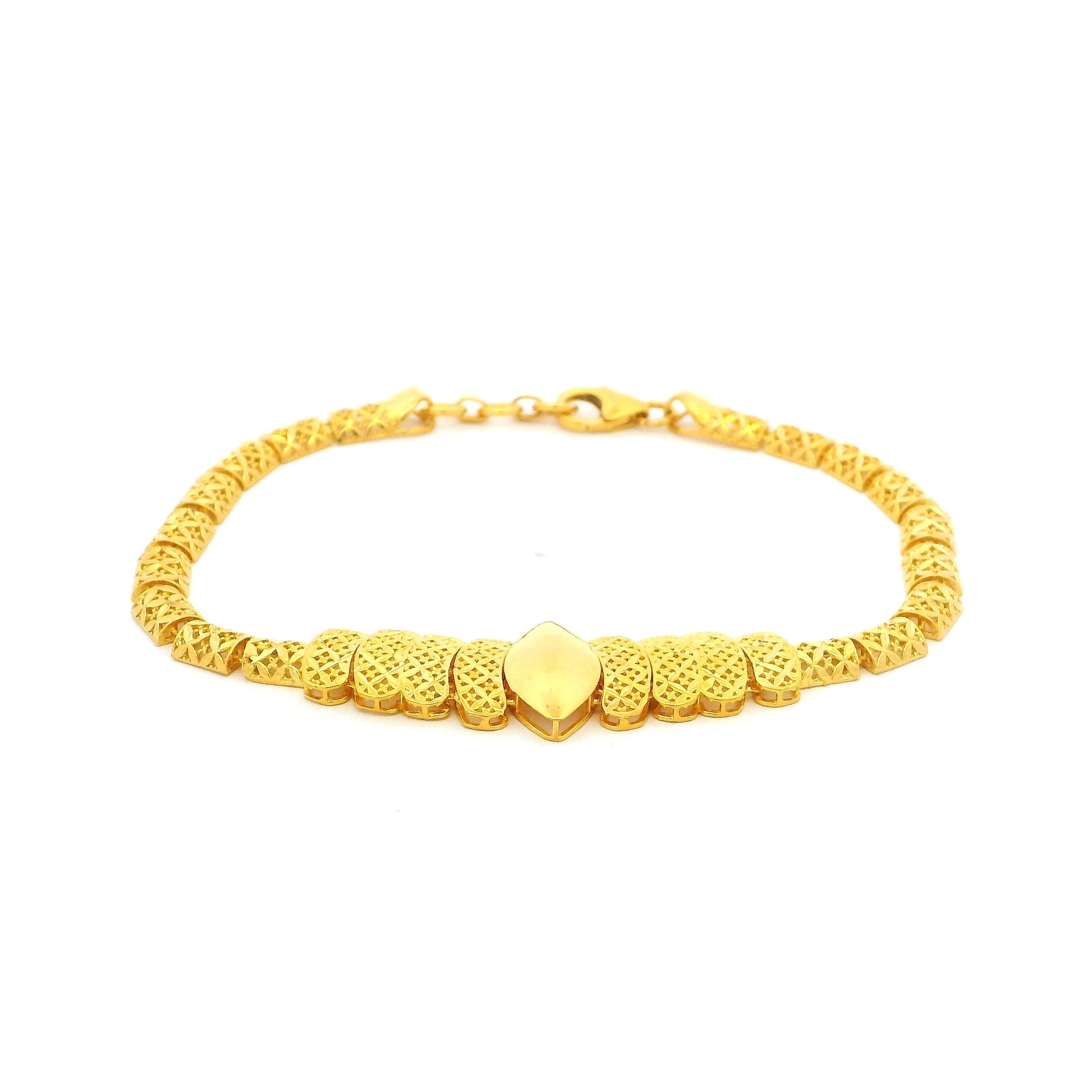 Fancy 22ct Gold Bracelet with Lobster Clasp – Intricate Handmade Design