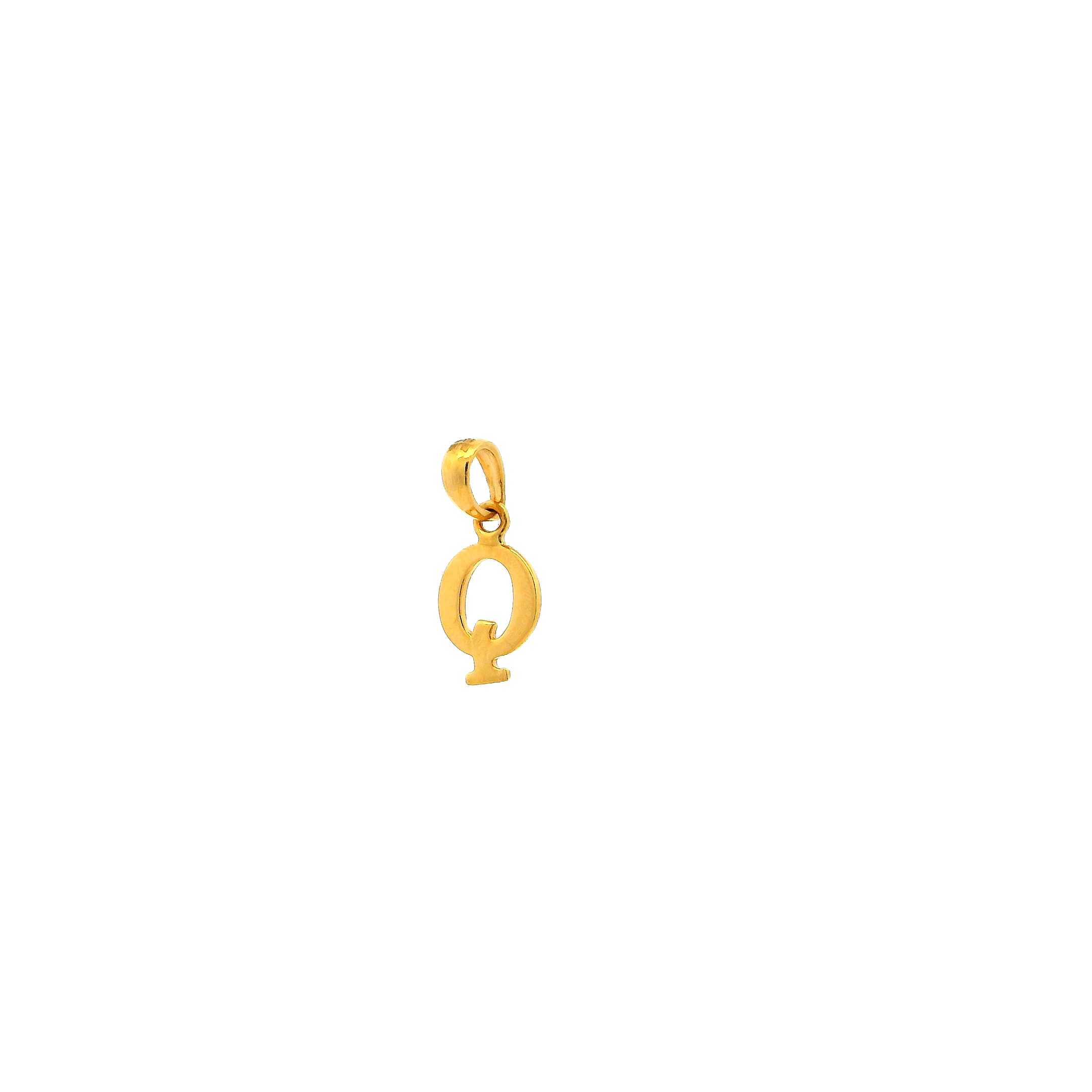 'Q' 22ct Gold Minimal Initial Pendant