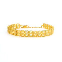 Handcrafted 22ct Gold Adjustable Two Row Bracelet – Intricate Detailing, Secure Lobster Clasp | Perfect Gift for Her