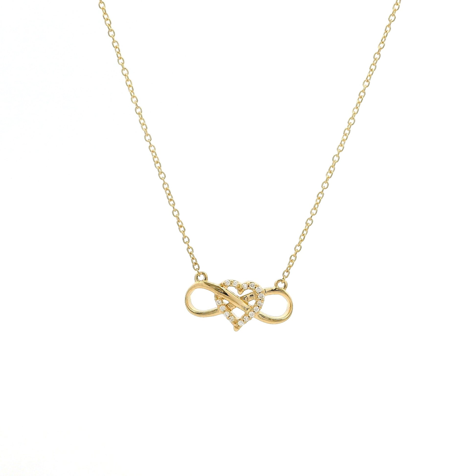Infinity Heart Diamond Necklace | Round-Cut Lab-Grown Diamonds in Silver or 18ct Gold