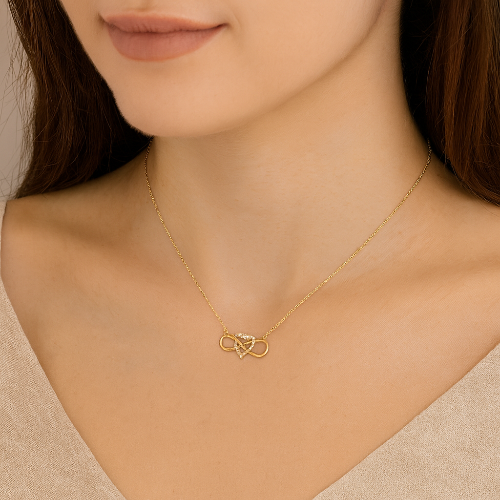Infinity Heart Diamond Necklace | Round-Cut Lab-Grown Diamonds in Silver or 18ct Gold