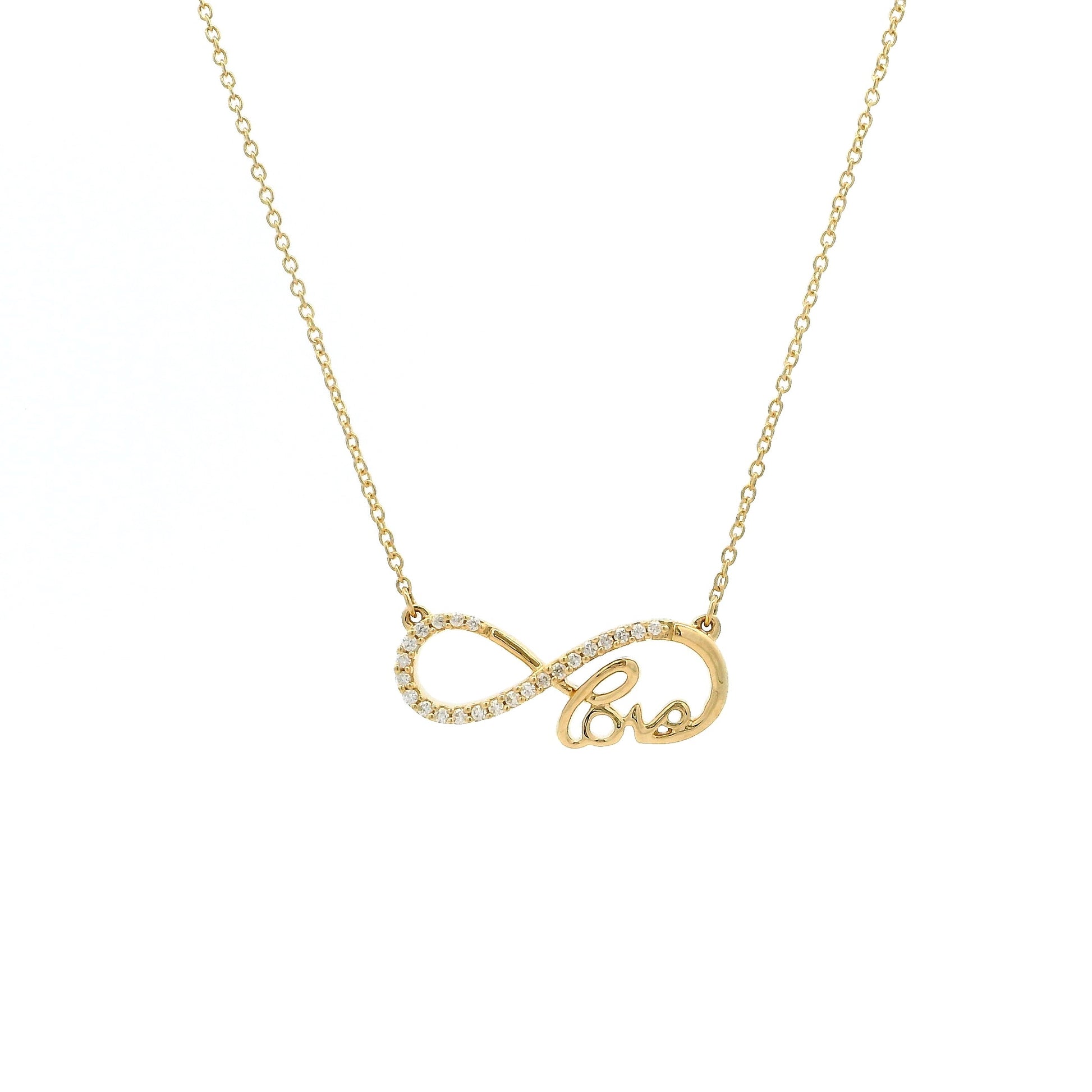 Infinity Love Pendant Necklace with Round-Cut Lab Diamonds | Sterling Silver & 18ct Yellow Gold