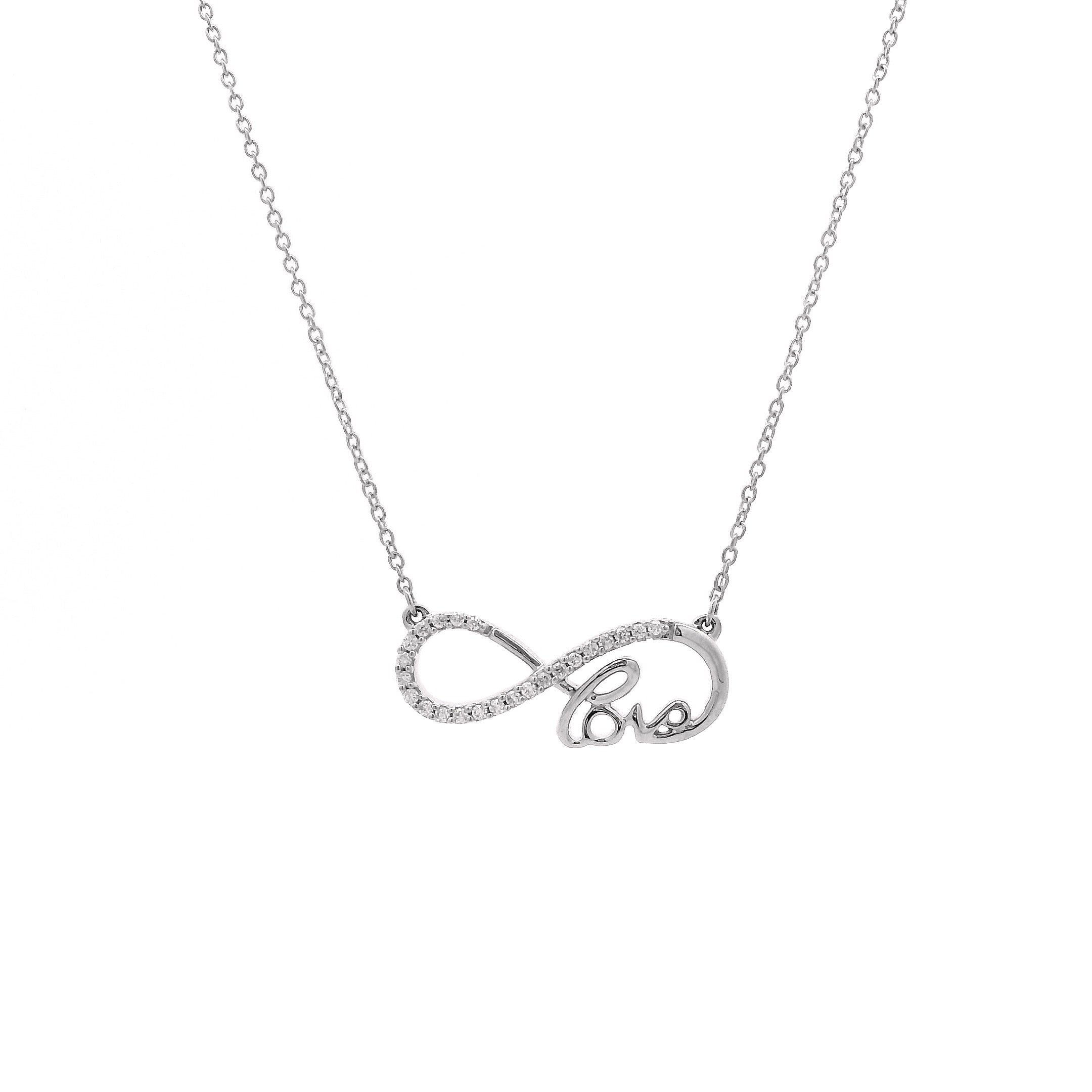 Infinity Love Pendant Necklace with Round-Cut Lab Diamonds | Sterling Silver & 18ct Yellow Gold