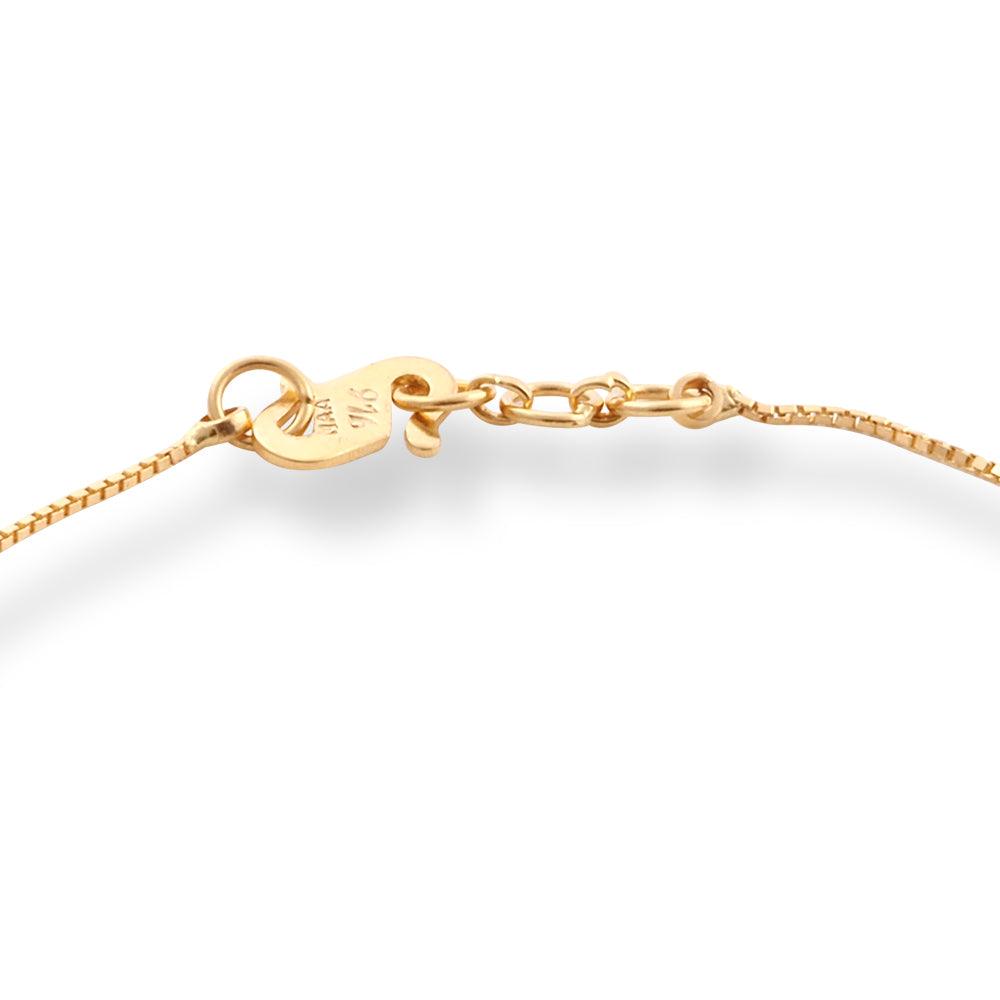22ct Yellow Gold Bracelet in Rhodium & Diamond Cutting Beads Design with '' S '' Clasp LBR-8501