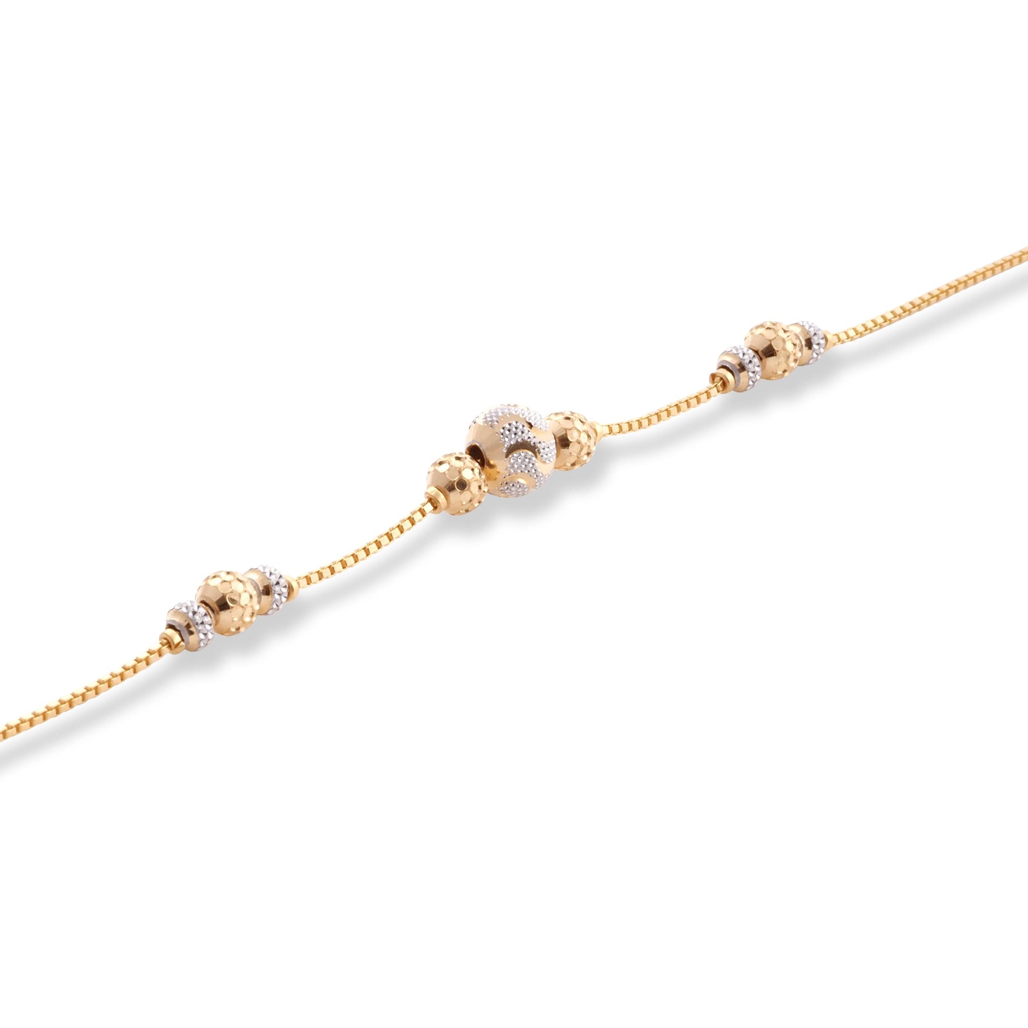 22ct Yellow Gold Bracelet in Rhodium Plating Beads with ''S'' Clasp LBR-8504