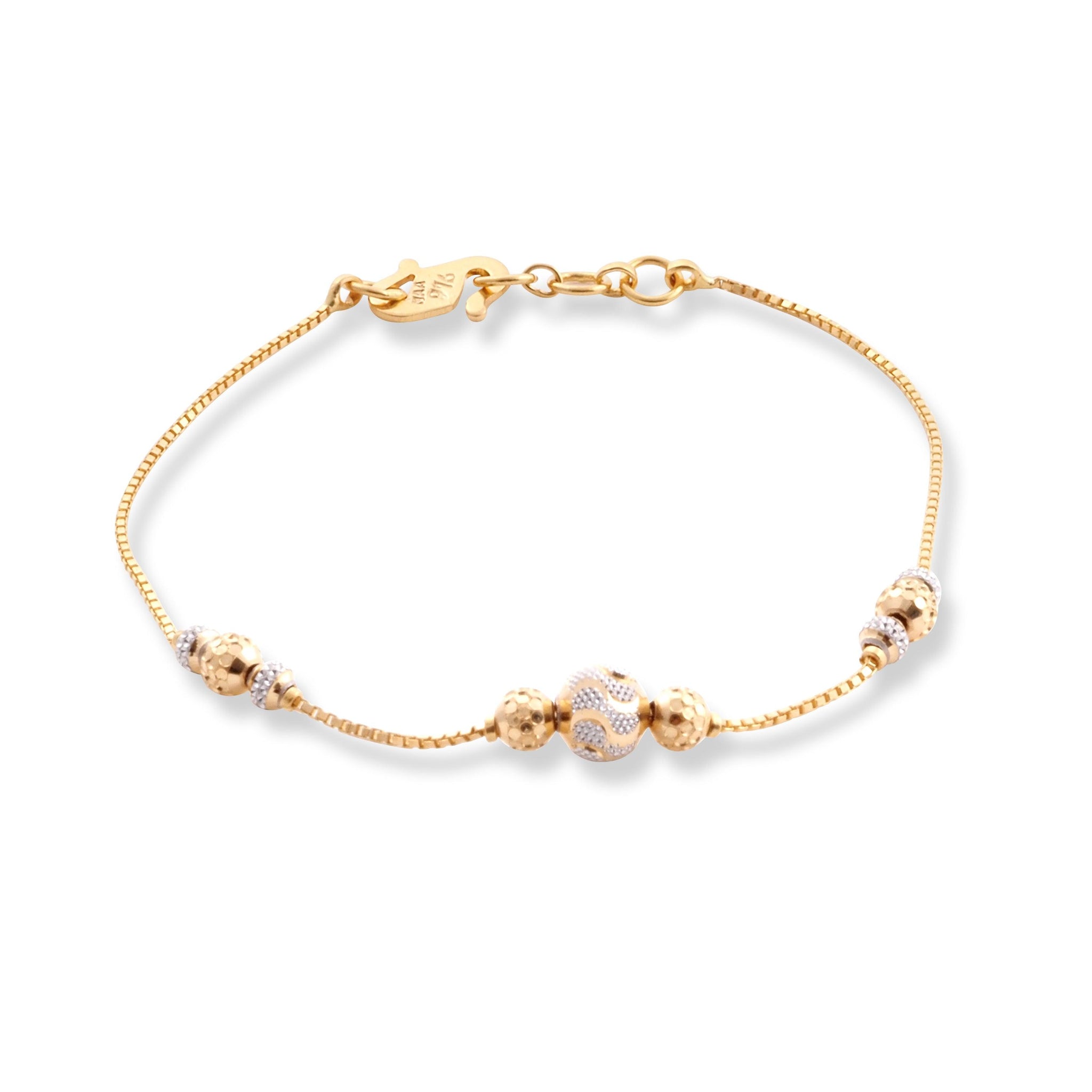 22ct Yellow Gold Bracelet in Rhodium Plating Beads with ''S'' Clasp LBR-8504