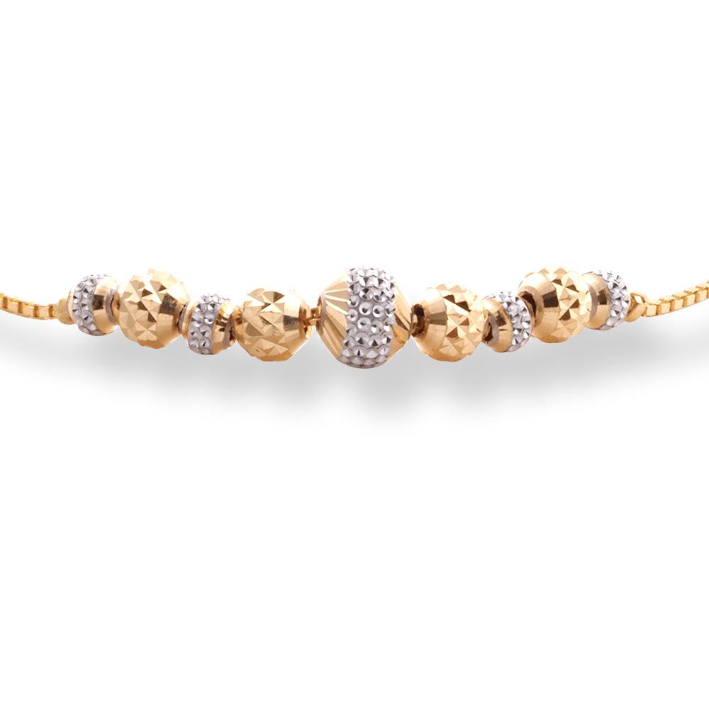 22ct Yellow Gold Bracelet in Rhodium & Diamond Cutting Beads Design with '' S '' Clasp LBR-8501