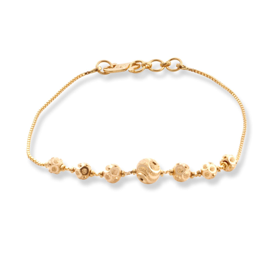 22ct Yellow Gold Bracelet in Diamond Cutting Beads Design with ''S'' Clasp LBR-8506