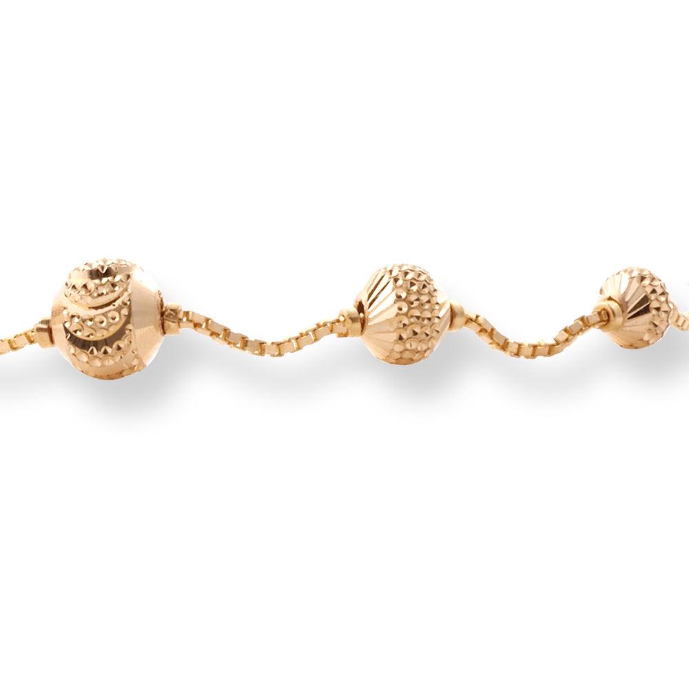 22ct Yellow Gold Bracelet in Diamond Cutting Beads Design with '' S '' Clasp LBR-8507 - Minar Jewellers