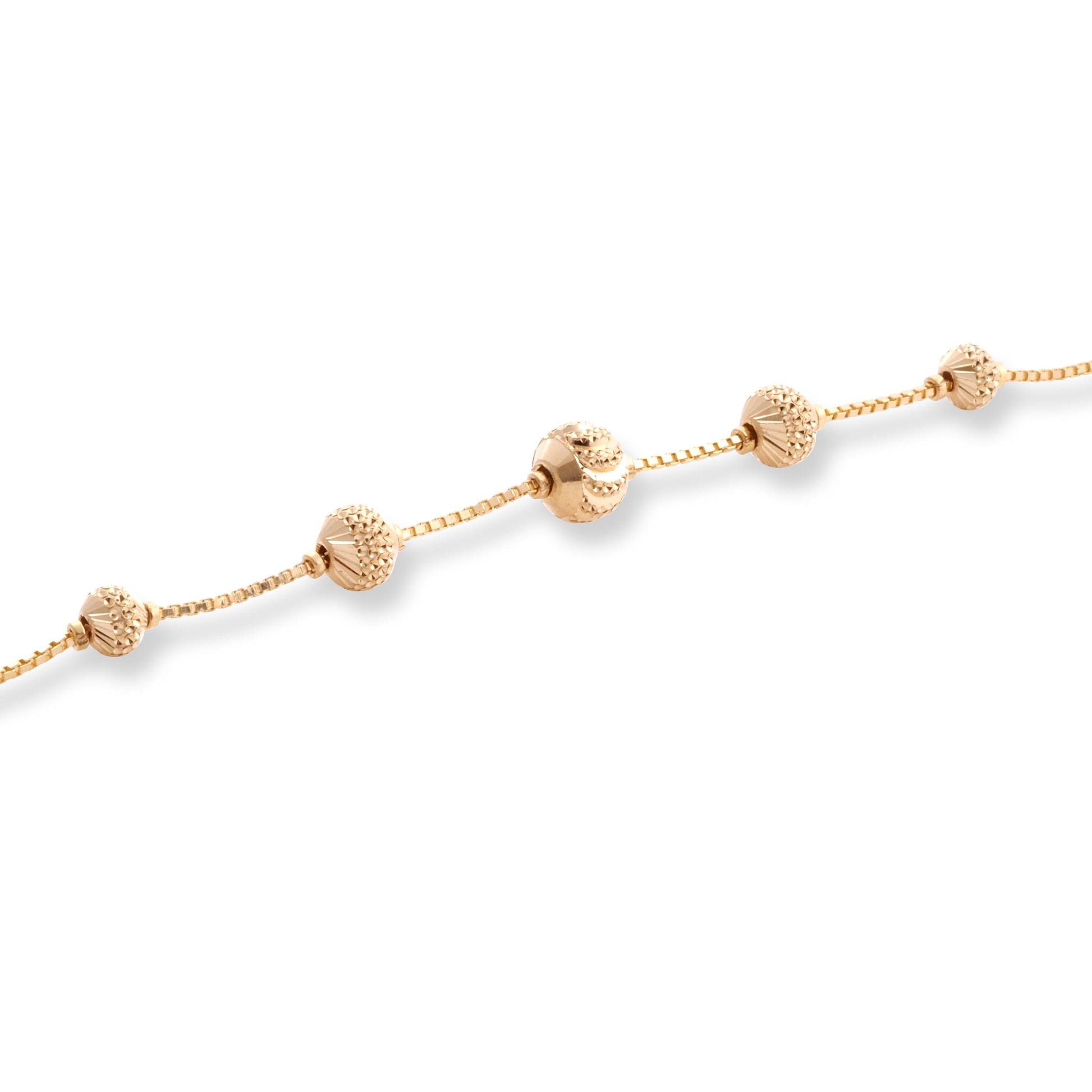 22ct Yellow Gold Bracelet in Diamond Cutting Beads Design with '' S '' Clasp LBR-8507 - Minar Jewellers