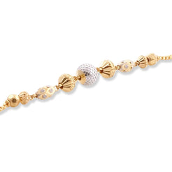 22ct Yellow Gold Bracelet in Rhodium Plating Beads with Hook Clasp LBR-8505 - Minar Jewellers