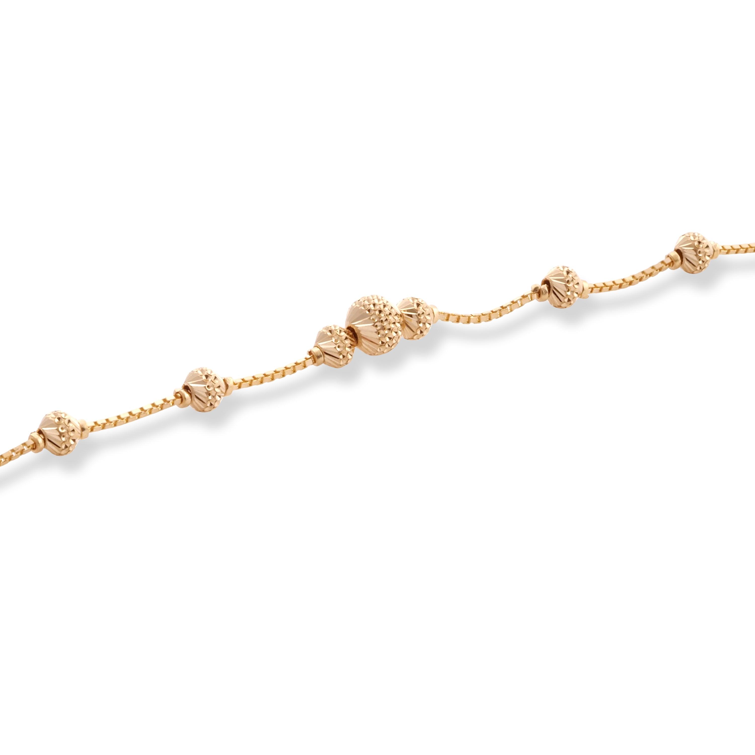 22ct Yellow Gold Bracelet in Diamond Cutting Beads Design with ''S'' Clasp LBR-8508 - Minar Jewellers