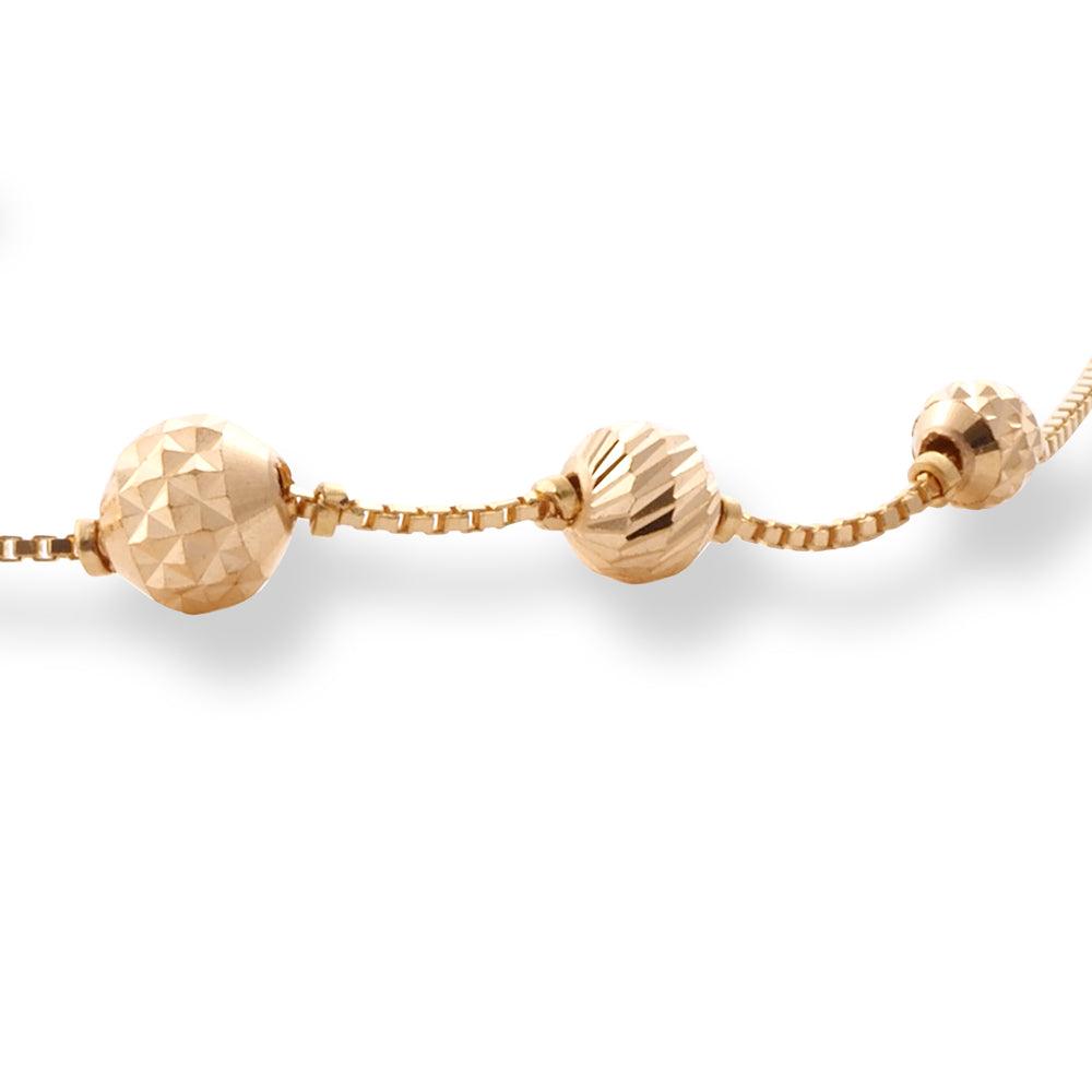 22ct Yellow Gold Bracelet in Rhodium Plating Beads with ''S'' Clasp LBR-8509 - Minar Jewellers