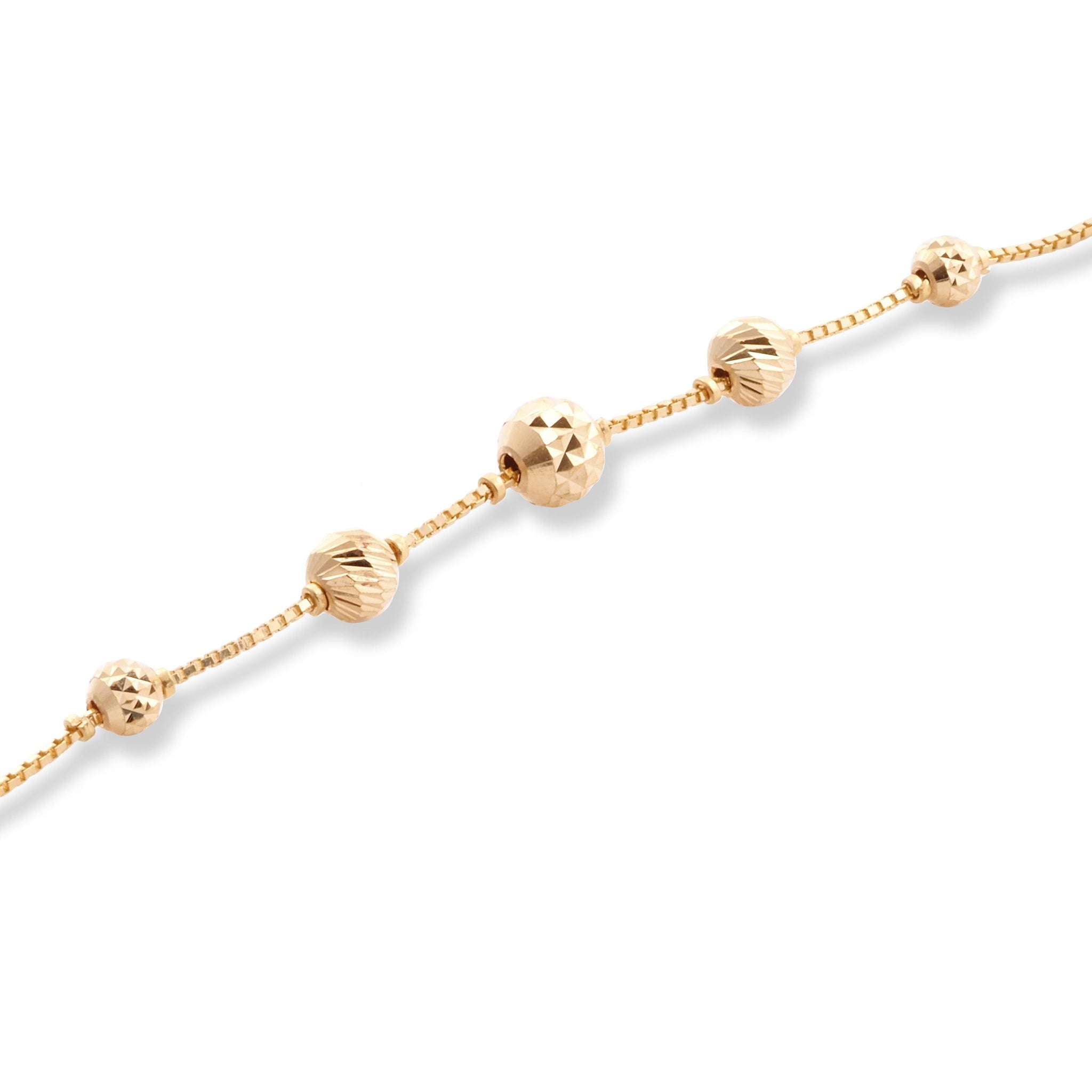 22ct Yellow Gold Bracelet in Rhodium Plating Beads with ''S'' Clasp LBR-8509