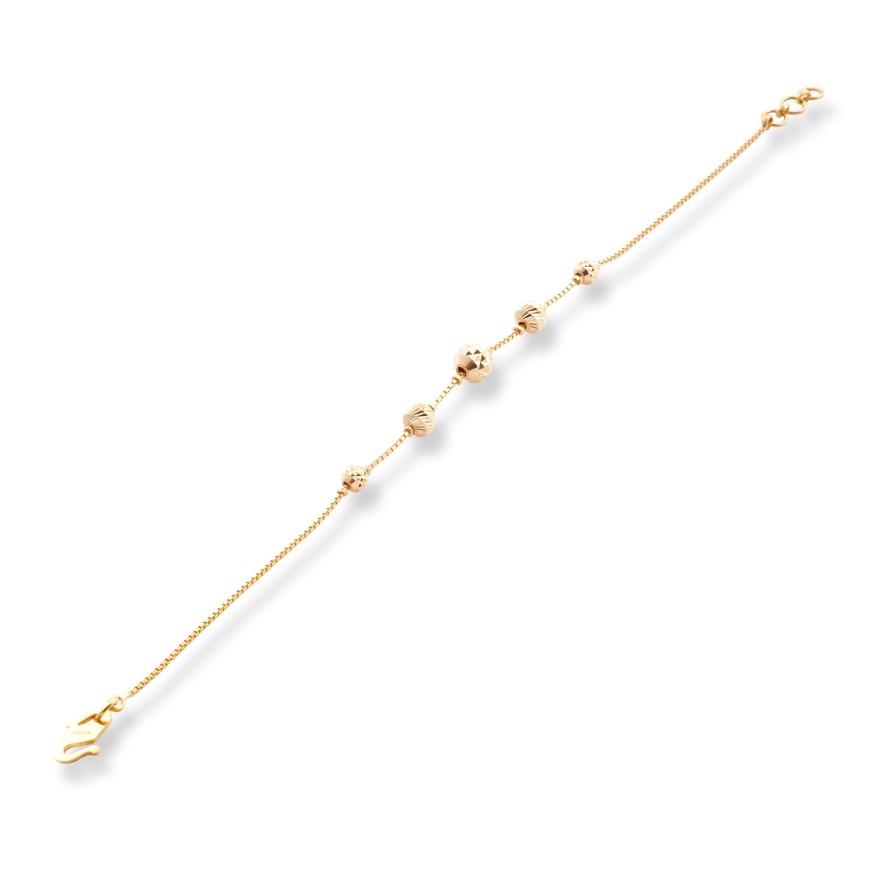 22ct Yellow Gold Bracelet in Rhodium Plating Beads with ''S'' Clasp LBR-8509 - Minar Jewellers