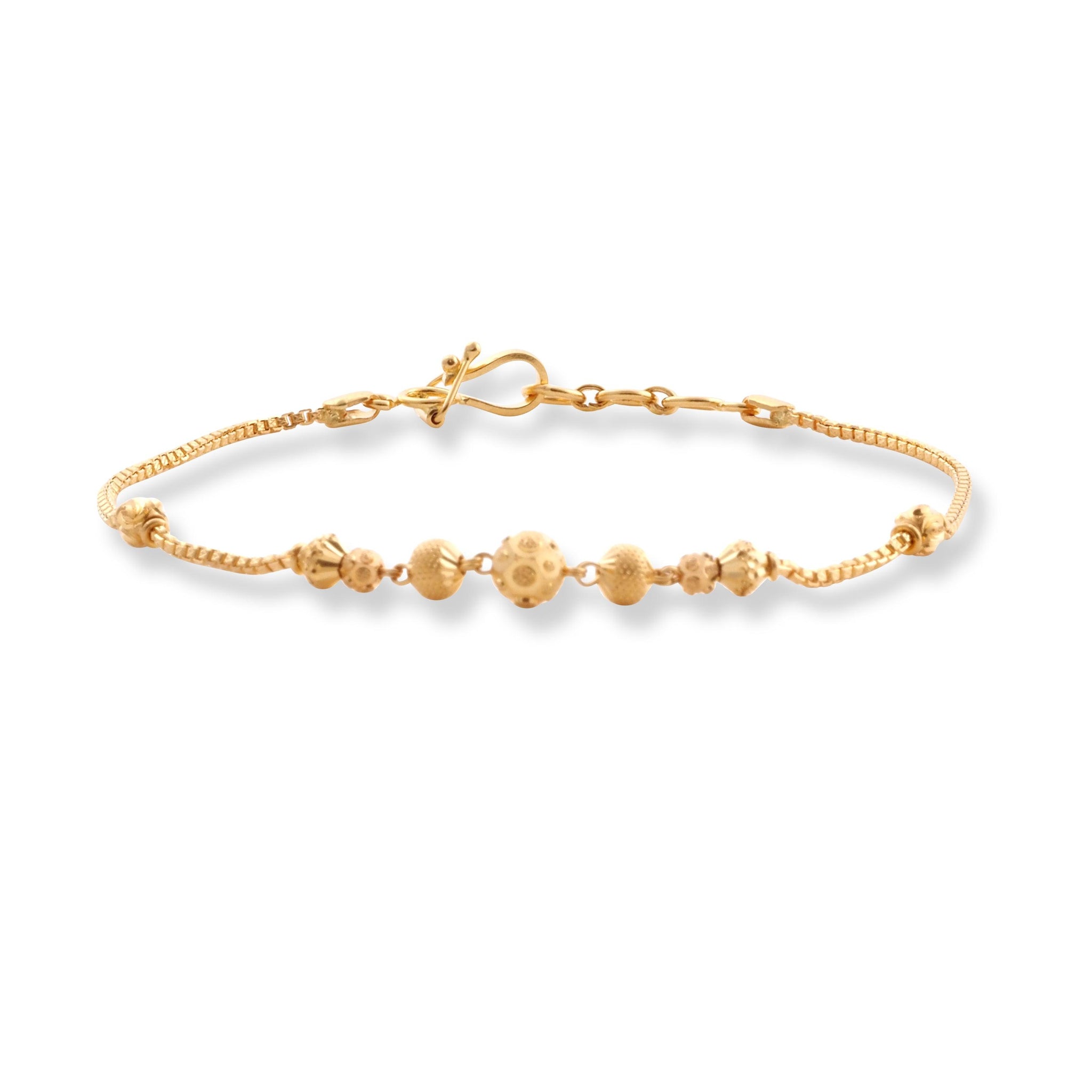 22ct Gold Bracelet with Diamond Cut Beads and Hook Clasp LBR-8512