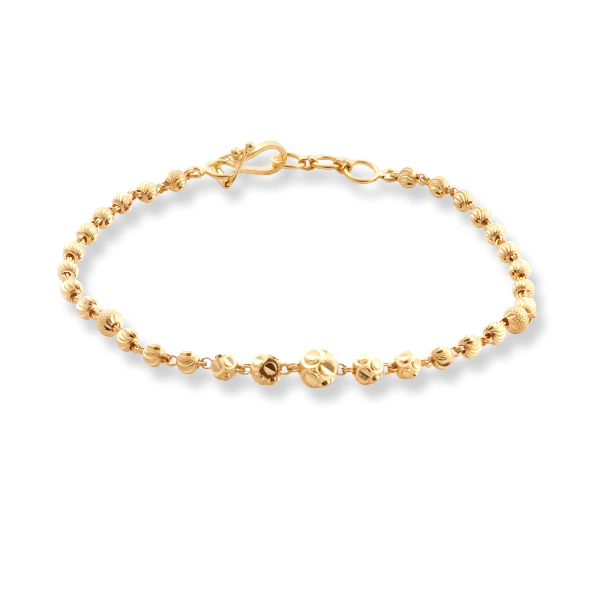 22ct Gold Bracelet with Diamond Cut Beads and Hook Clasp LBR-8514