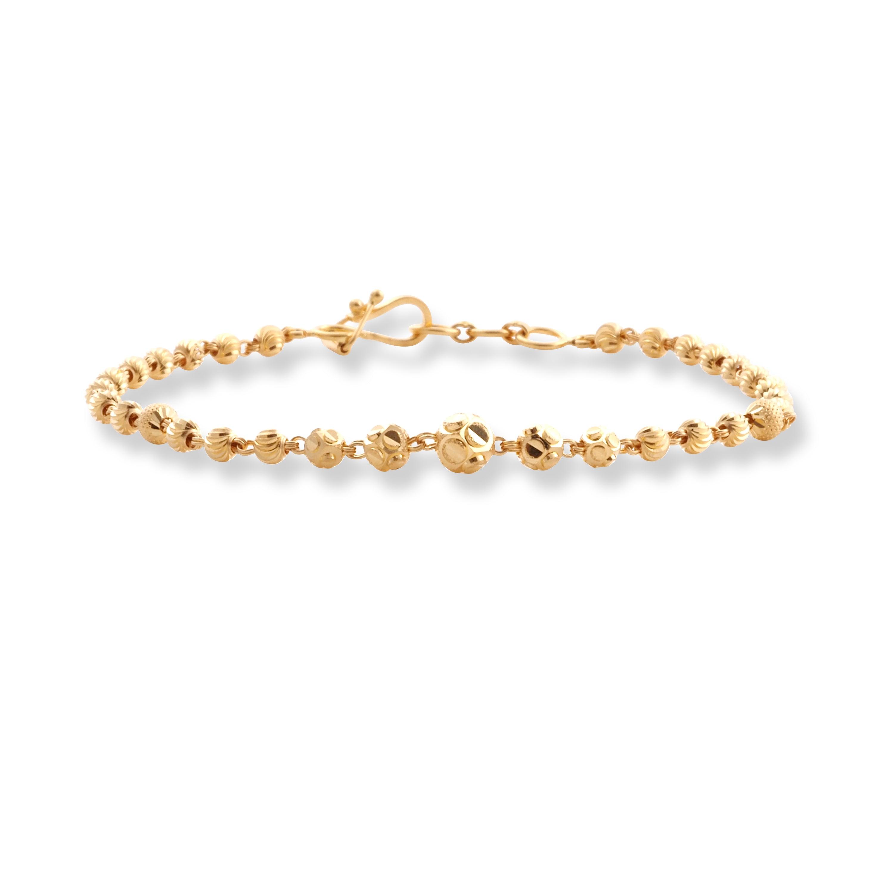 22ct Gold Bracelet with Diamond Cut Beads and Hook Clasp LBR-8514 - Minar Jewellers