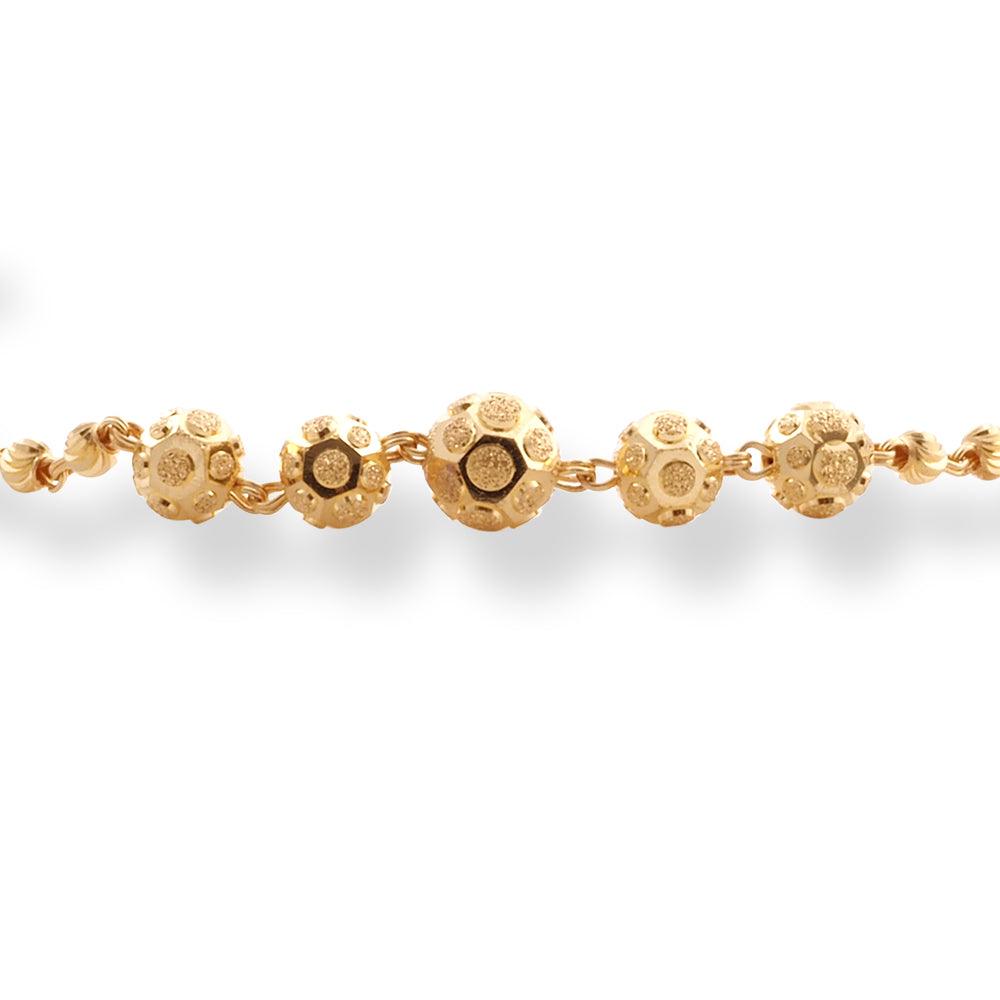 22ct Gold Bracelet with Diamond Cut Beads and Hook Clasp LBR-8515