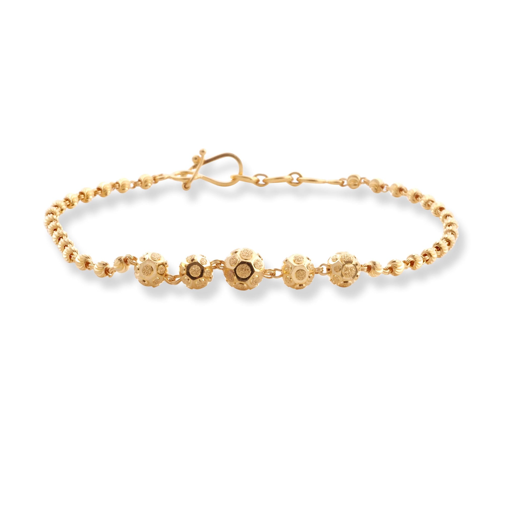 22ct Gold Bracelet with Diamond Cut Beads and Hook Clasp LBR-8515