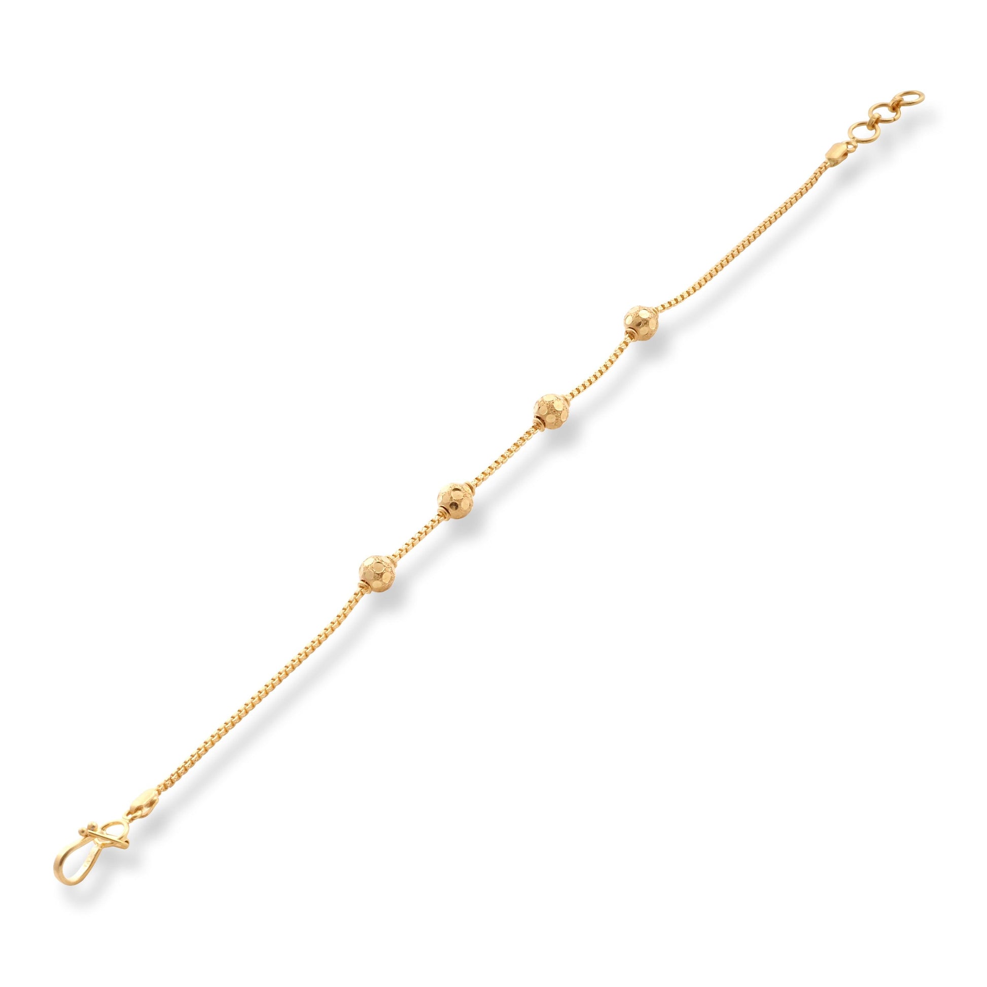 22ct Yellow Gold Bracelet in Diamond Cutting Beads Design with Hook Clasp LBR-8516 - Minar Jewellers