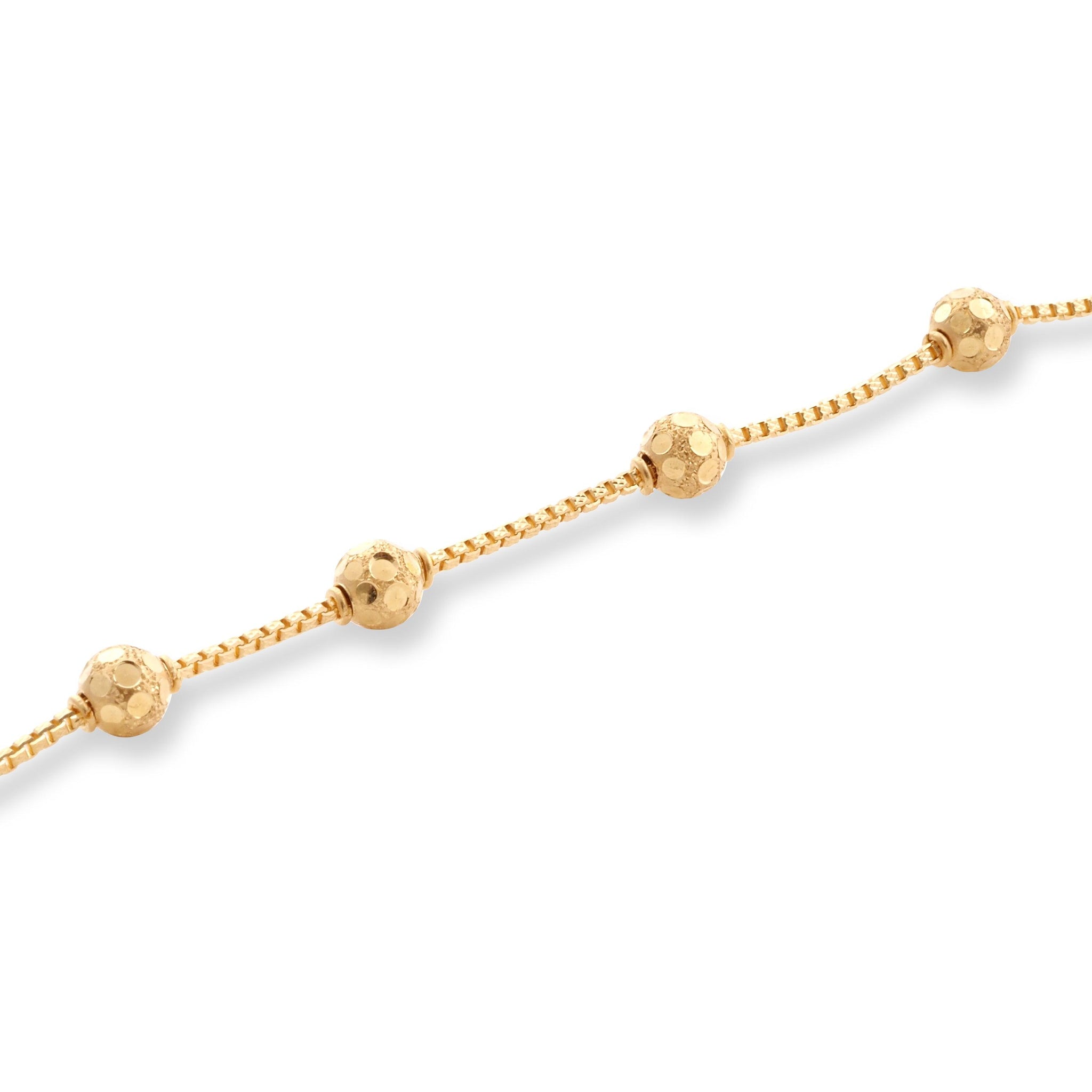 22ct Yellow Gold Bracelet in Diamond Cutting Beads Design with Hook Clasp LBR-8516