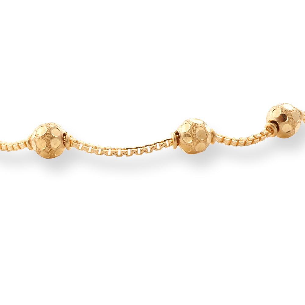 22ct Yellow Gold Bracelet in Diamond Cutting Beads Design with Hook Clasp LBR-8516 - Minar Jewellers