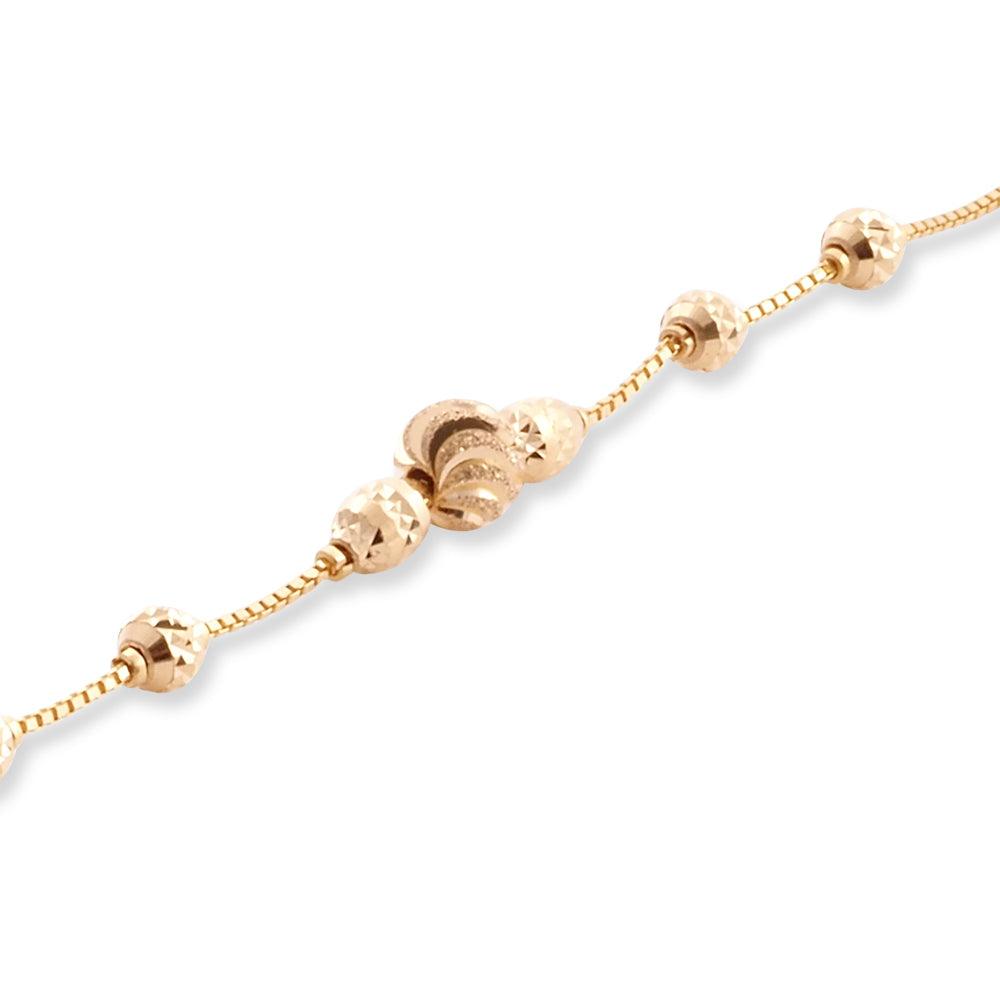 22ct Yellow Gold Bracelet In Diamond Cutting Beads with '' S '' Clasp LBR-8517 - Minar Jewellers