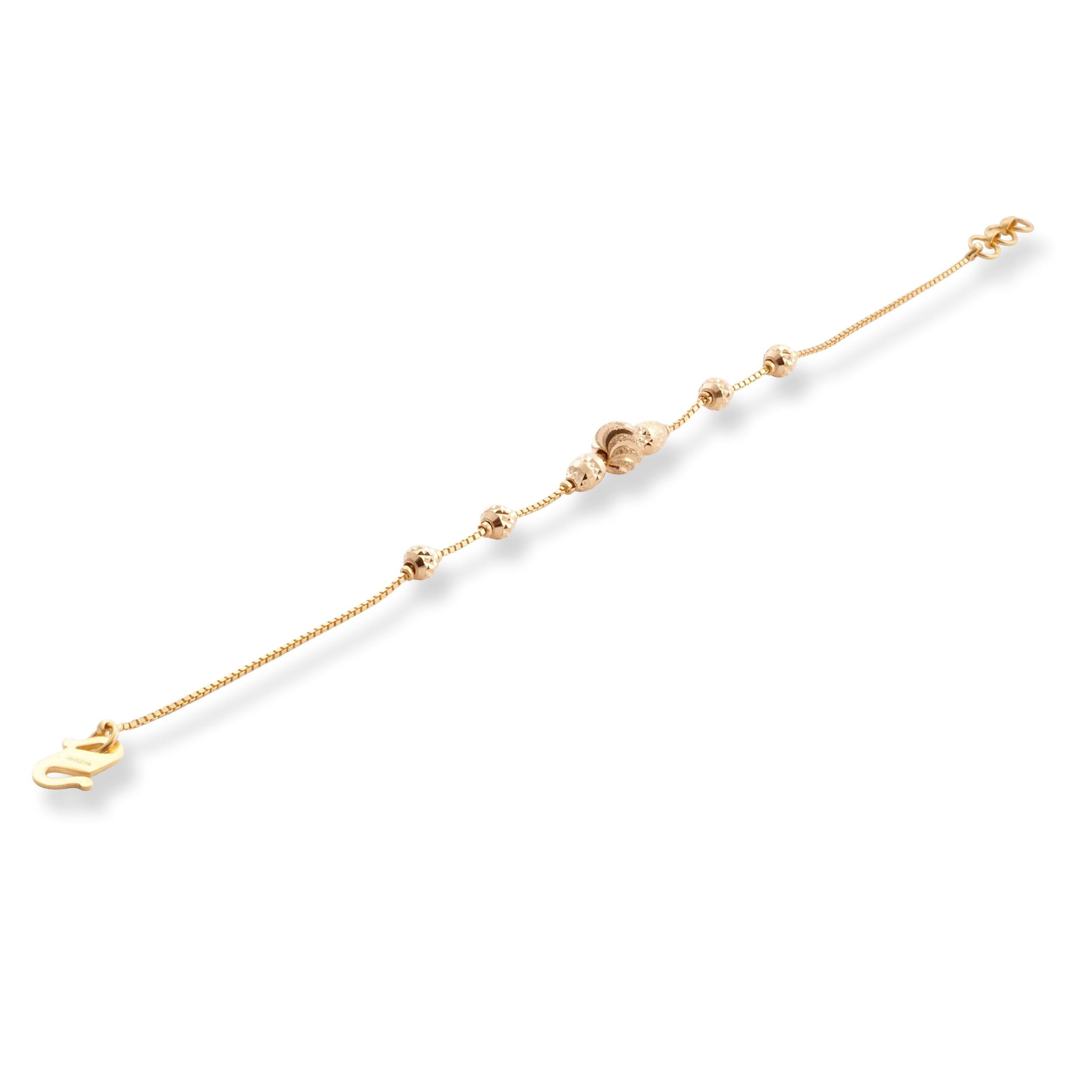 22ct Yellow Gold Bracelet In Diamond Cutting Beads with '' S '' Clasp LBR-8517