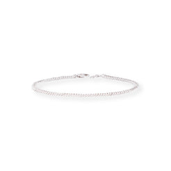 18ct White Gold Curb Link Bracelet with Lobster Clasp LBR-8520 - Minar Jewellers
