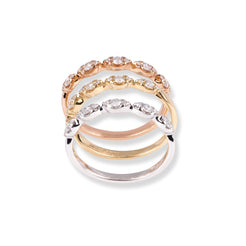 18ct Yellow White & Rose Gold Set of Three Diamond Rings LR-7021WR - Minar Jewellers