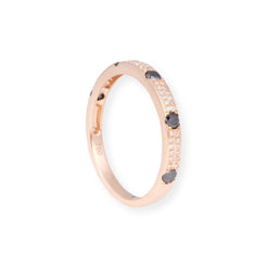 18ct Rose Gold White and Black Diamond Band Ring in Double-Row Pavé Setting LR-7035 - Minar Jewellers