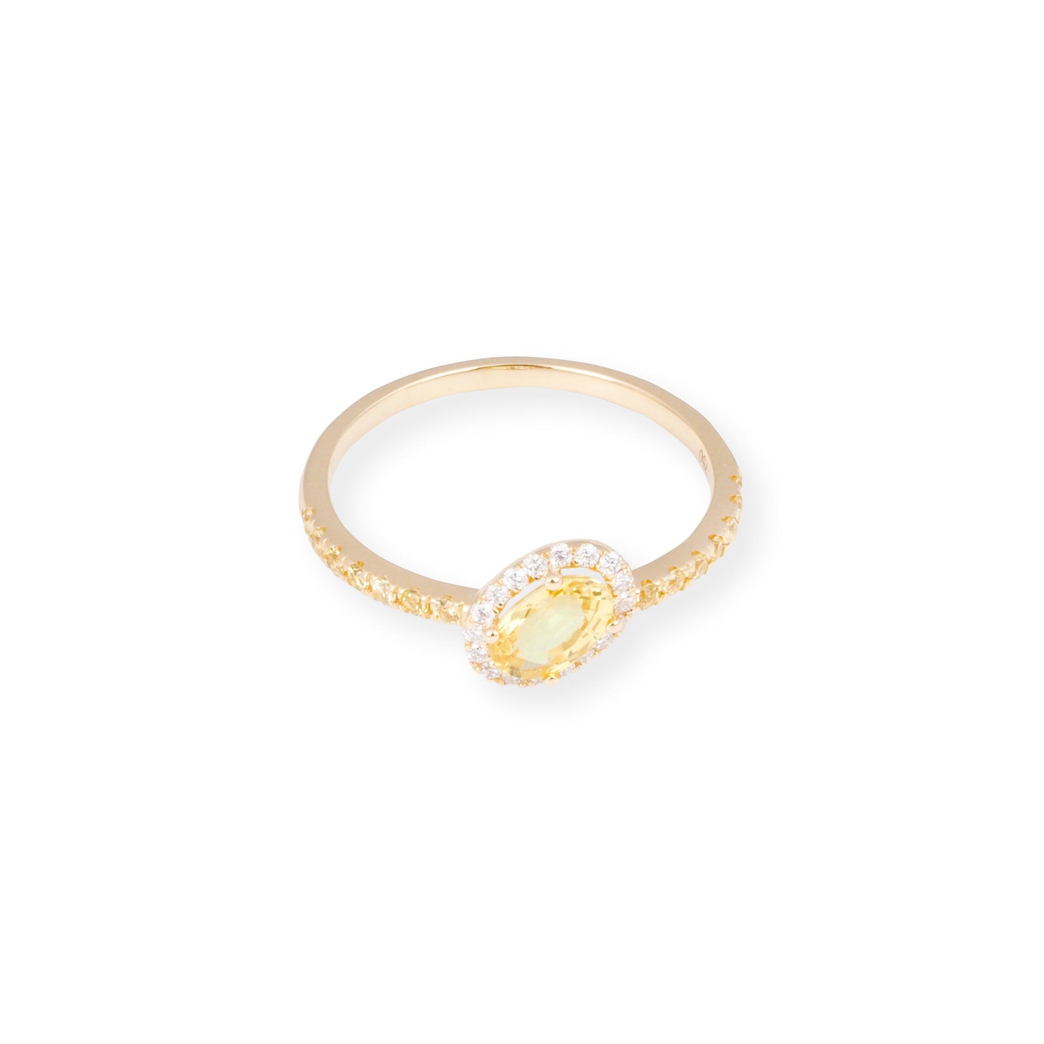 18ct Yellow Gold Ring With Diamond and Yellow Sapphire LR-7037