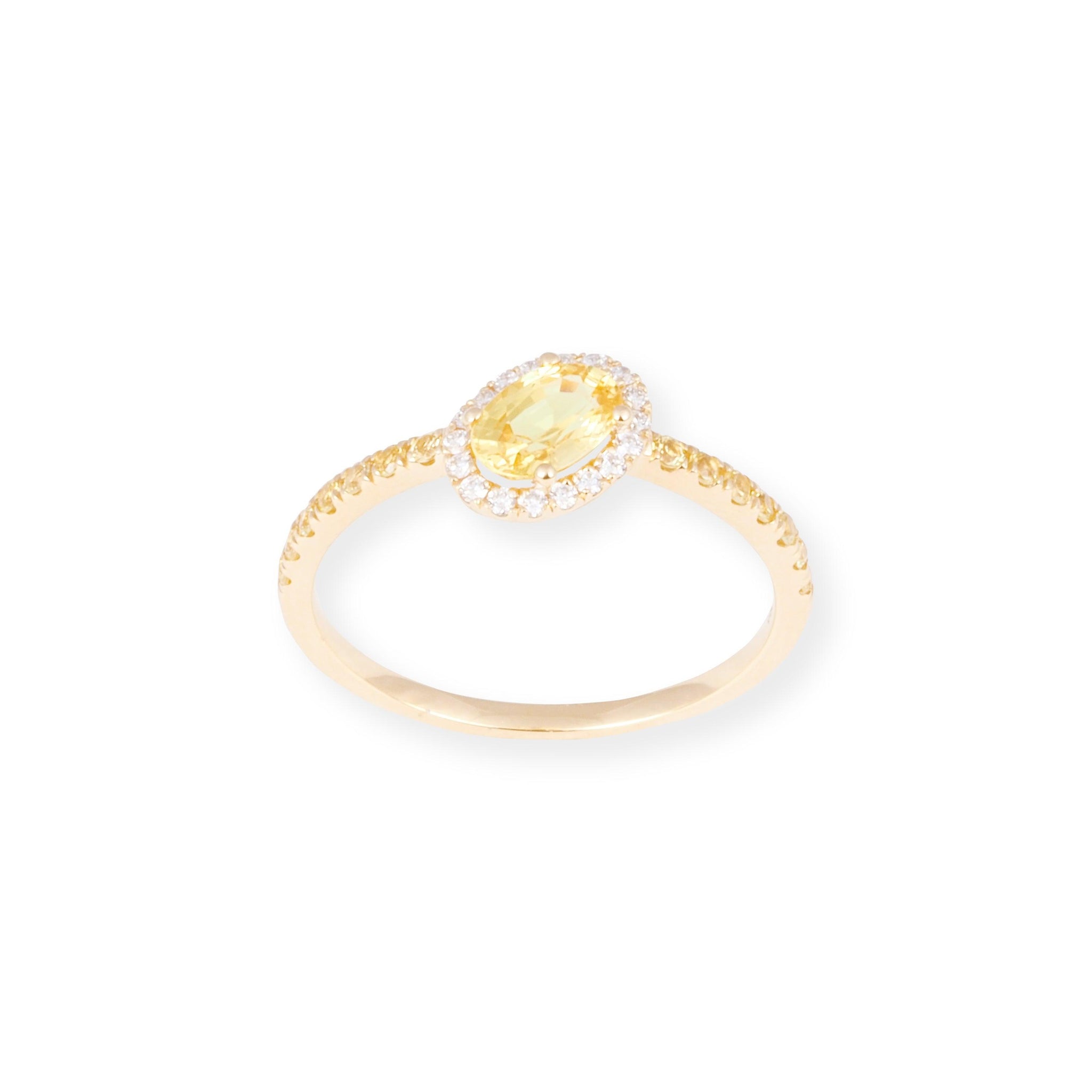 18ct Yellow Gold Ring With Diamond and Yellow Sapphire LR-7037